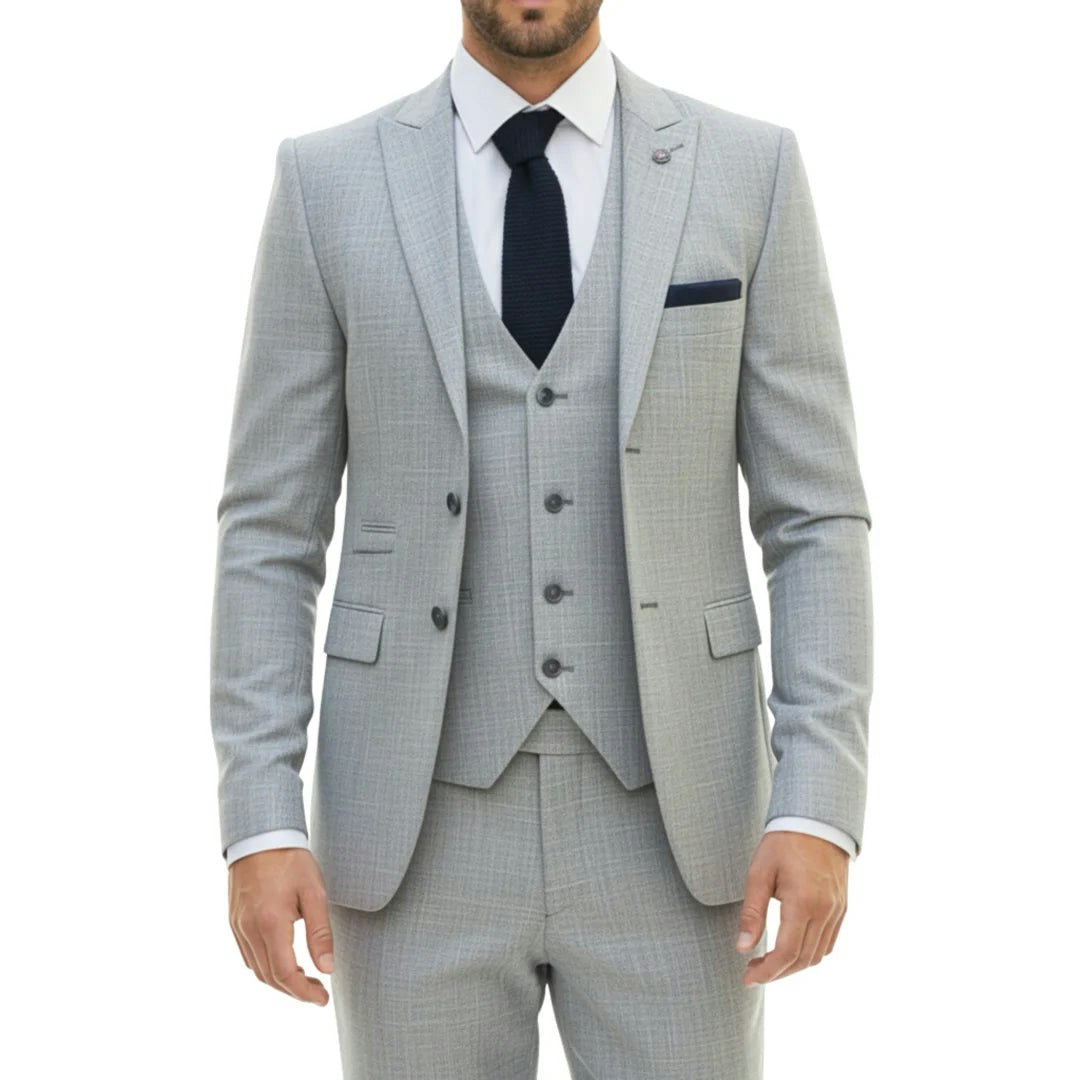 Truclothing Men's Grey Im33 - 3 Piece Tailored Fit Suit - 46" Jacket 40" Trousers