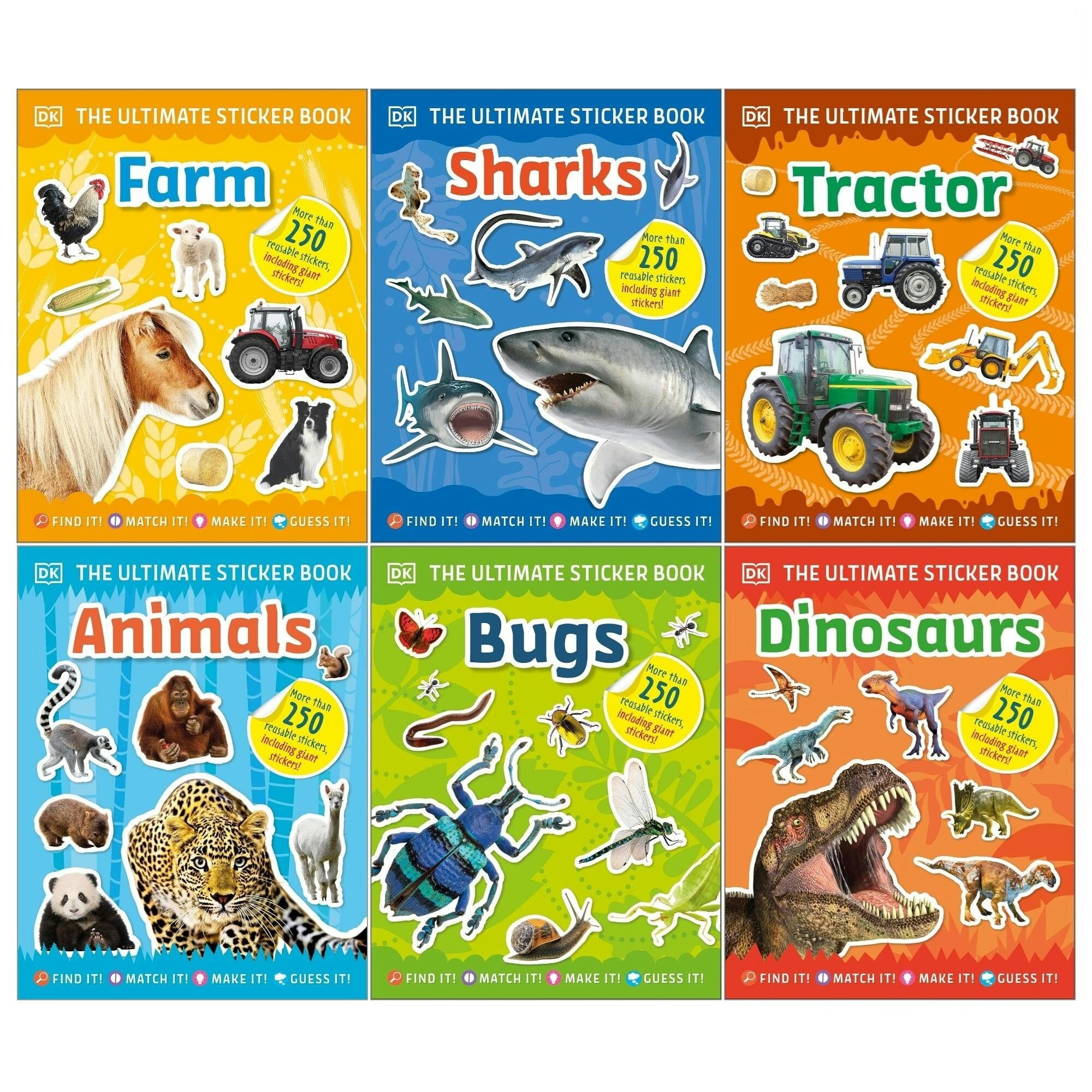 DK Ultimate Sticker Books Series 6 Books Set Animals, Bugs, Farm, Sharks,Tractor - Image 11
