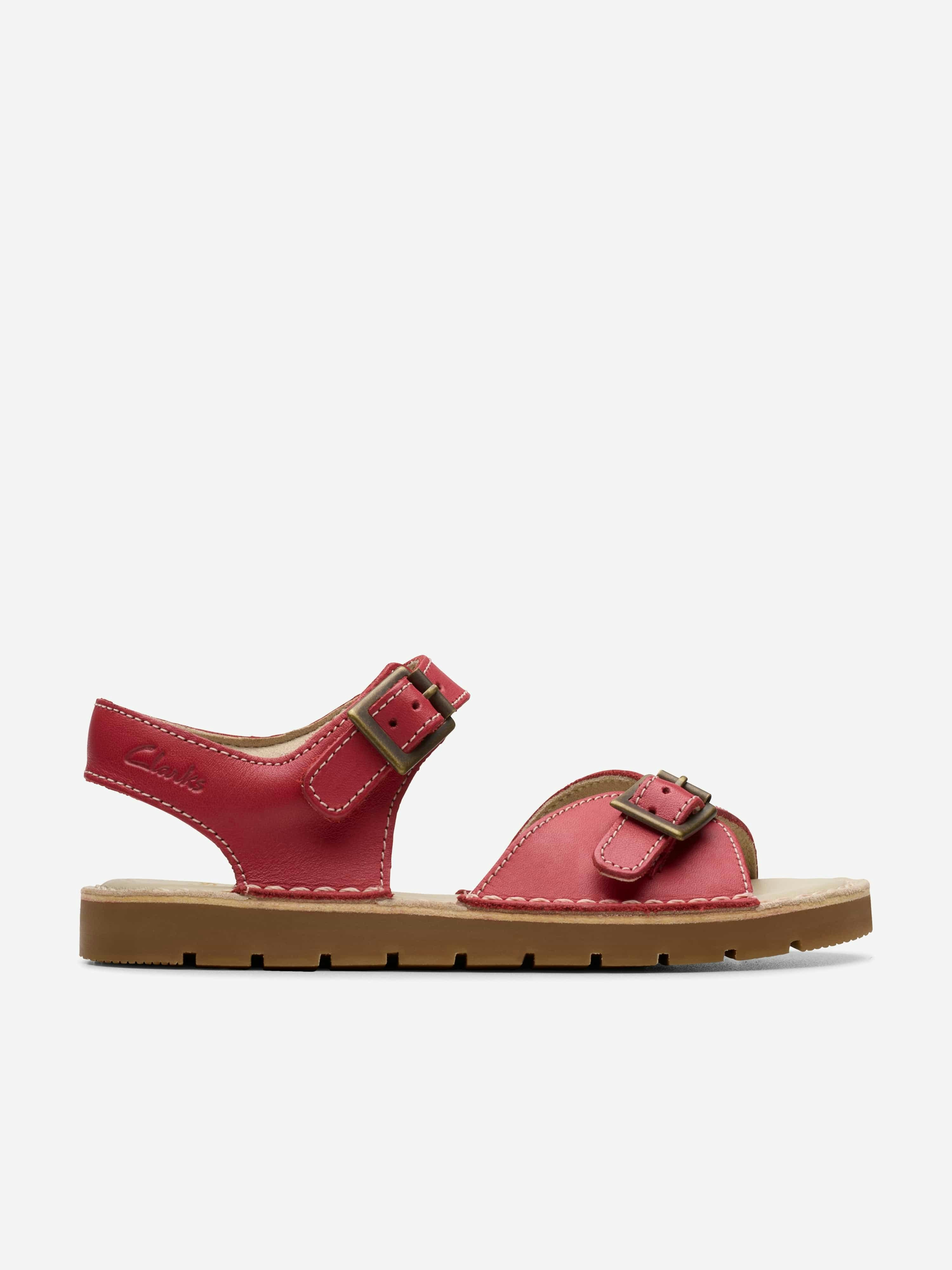 Clarks Girls Red Leather Play Sun Reef Sandals In - Eu 29.5 Uk 11.5