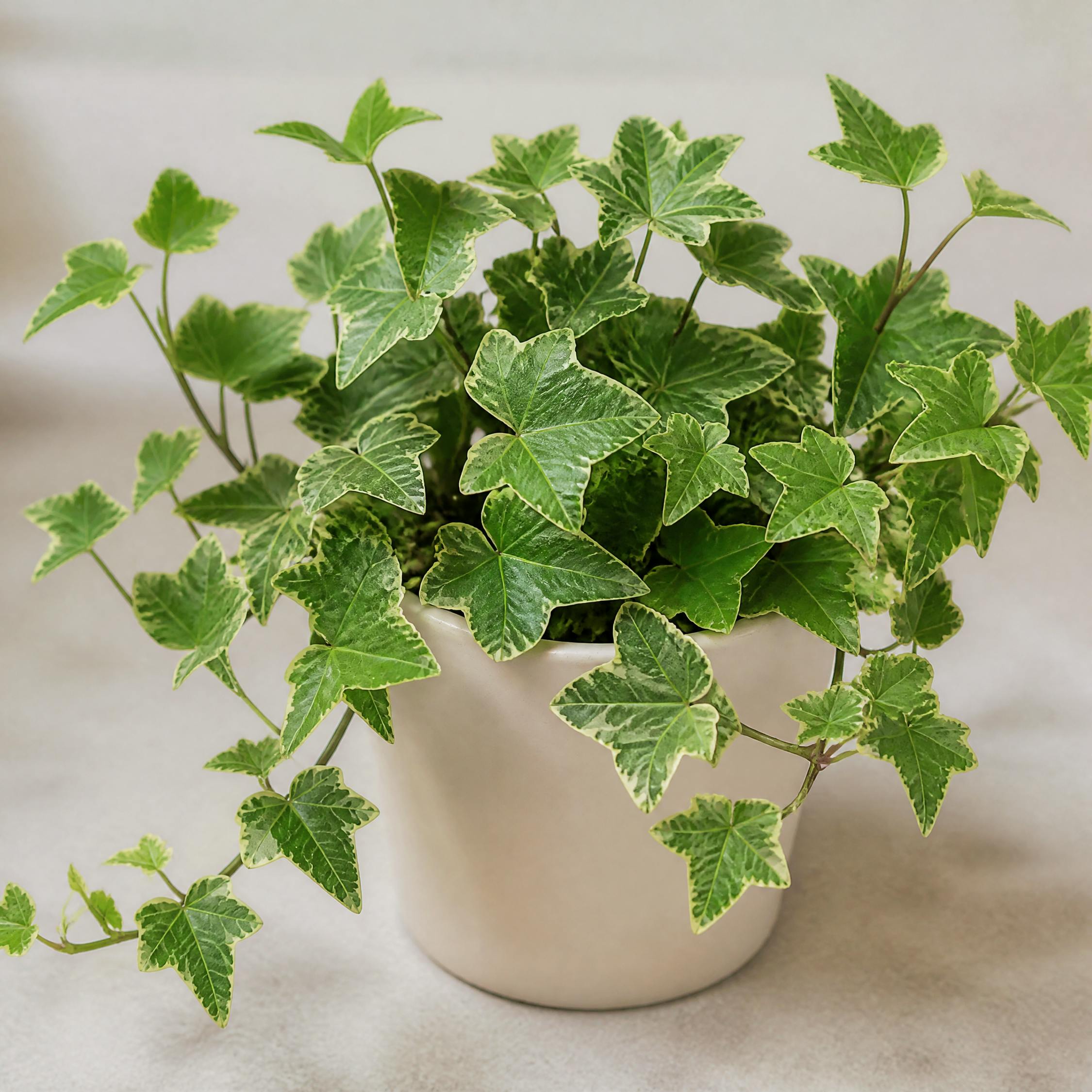 - Hedera Variegated Ivy 12Cm Pot In Matt Cream Ceramic Pot - Image 2