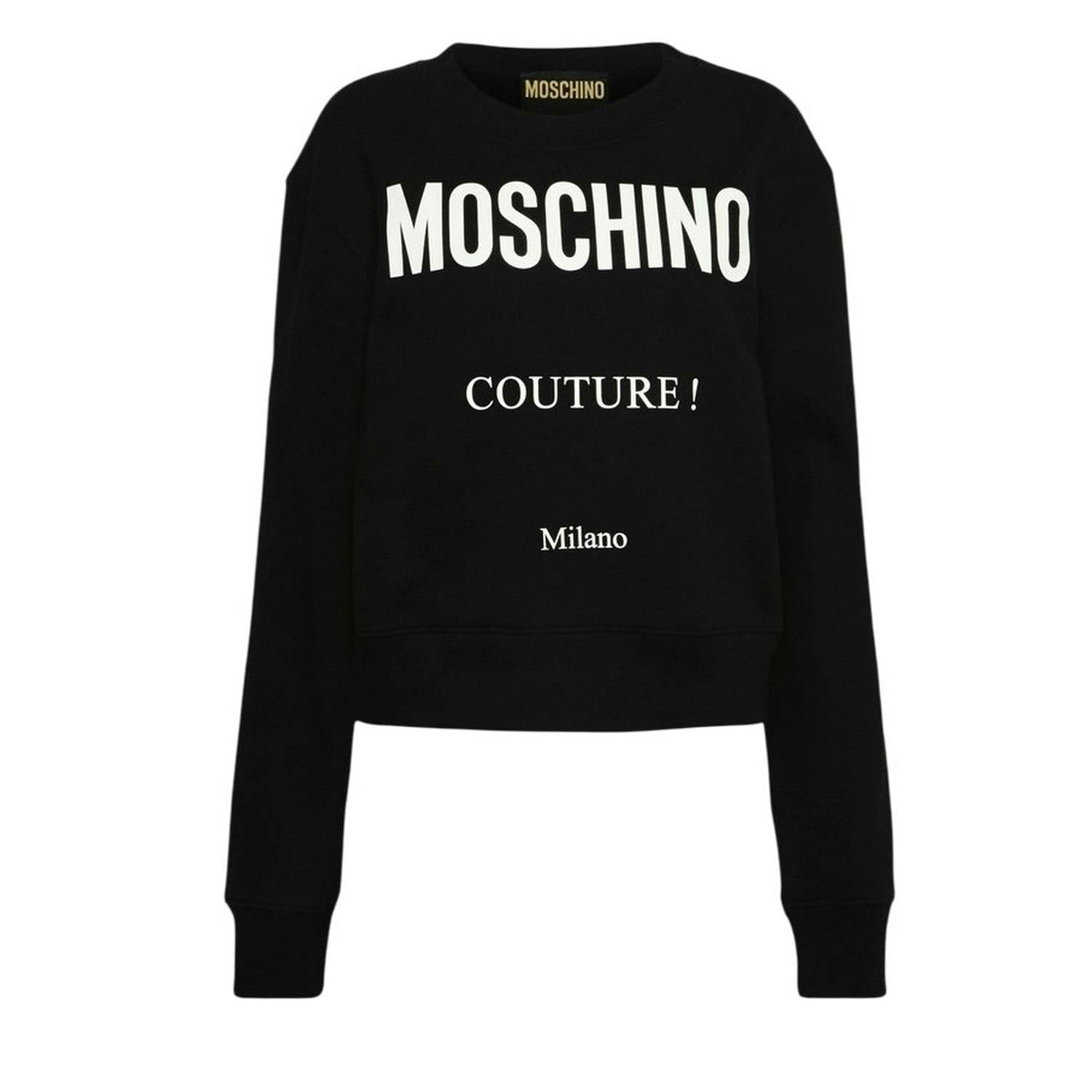 Moschino Women's Black Couture Milano Sweatshirt - Xxs - 100% Cotton