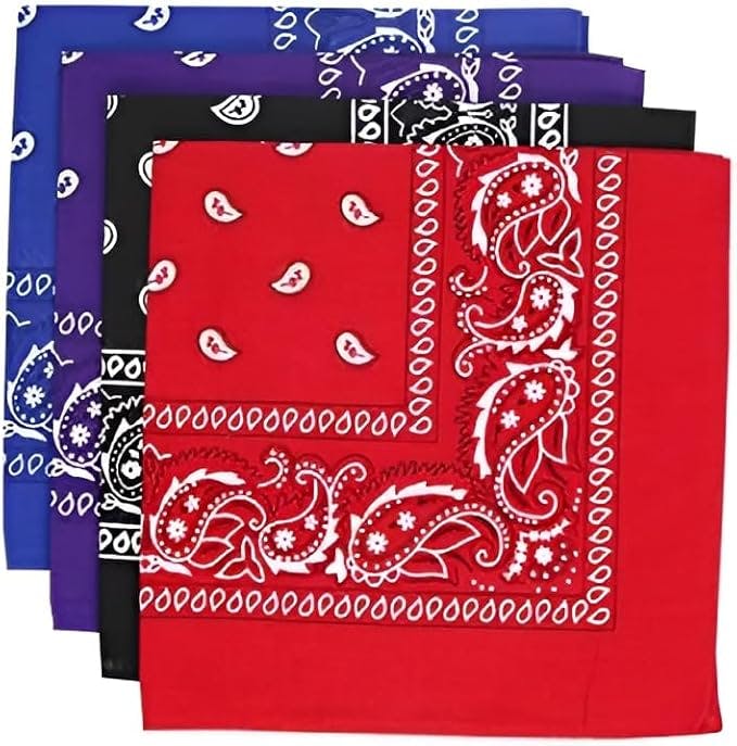 Kav Men's Black/Purple/Blue Pack Of 4 Multi-Purpose Bandanas - Cycling Headband, Face Mask, Neckerchief, Handkerchief For & Wo - Hip-Hop, Sports - / / Blue/ Red