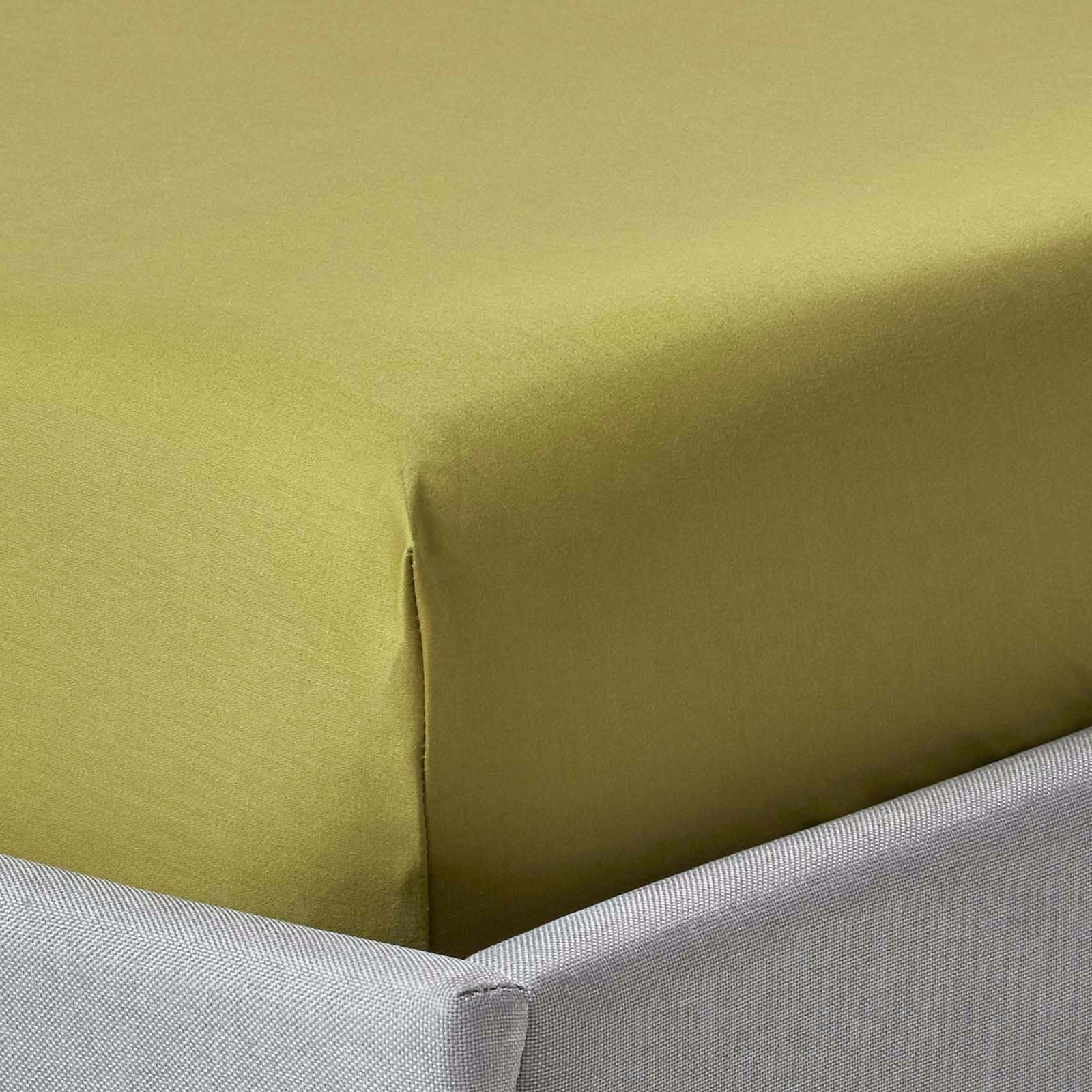 Homescapes Green Premium 1000 Tc Egyptian Cotton Sateen Weave Fitted Sheet – 30 Cm Deep - Olive - Double