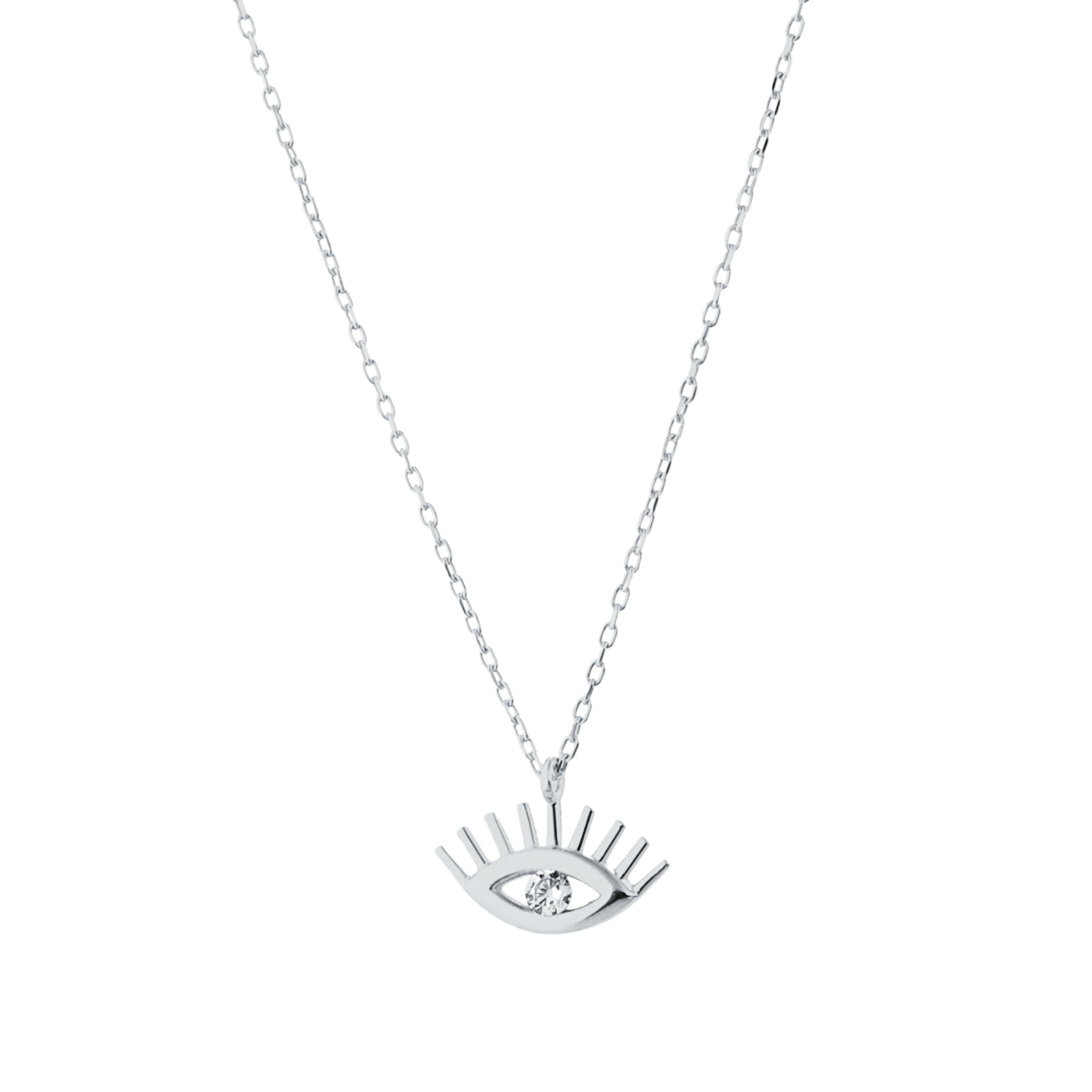 Spero London White/Silver Eye Evil Eye Sterling Necklace