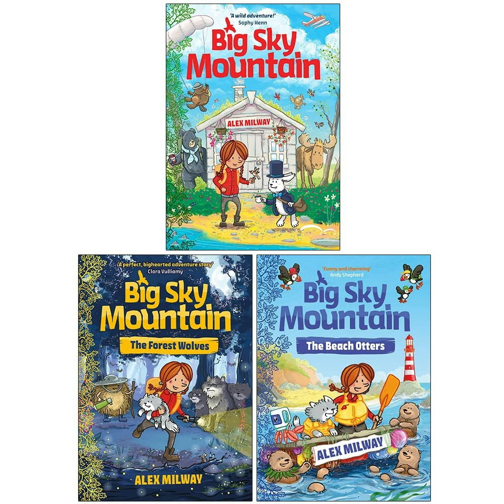 Piccadilly Press Big Sky Mountain Book Set By Alex Milway Big Sky Mountain, The Forest Wolves & The Beach Otters Size 3