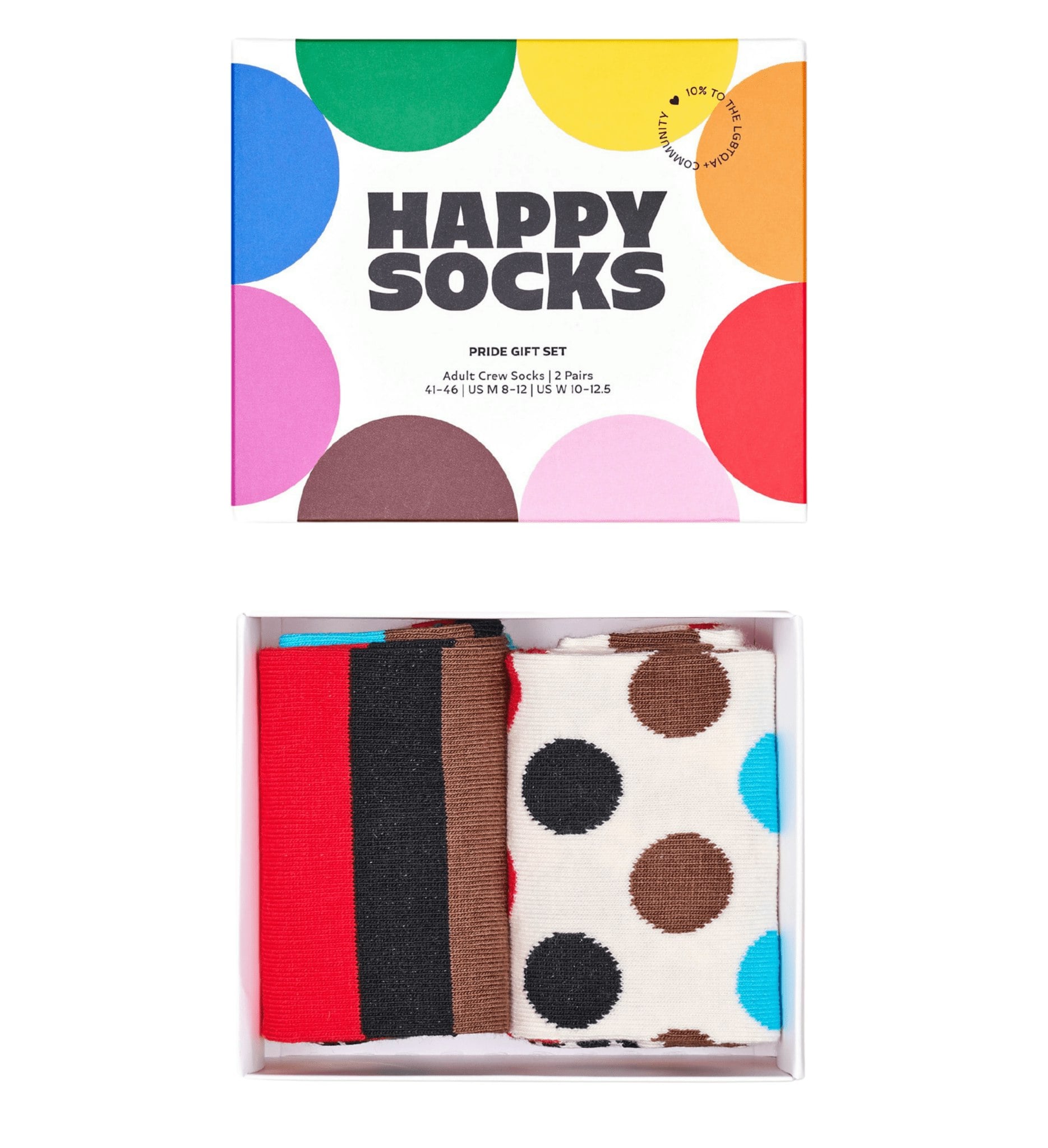 Happy Socks White 2-Pack Pride Socks Gift Box, - Eur 41-46