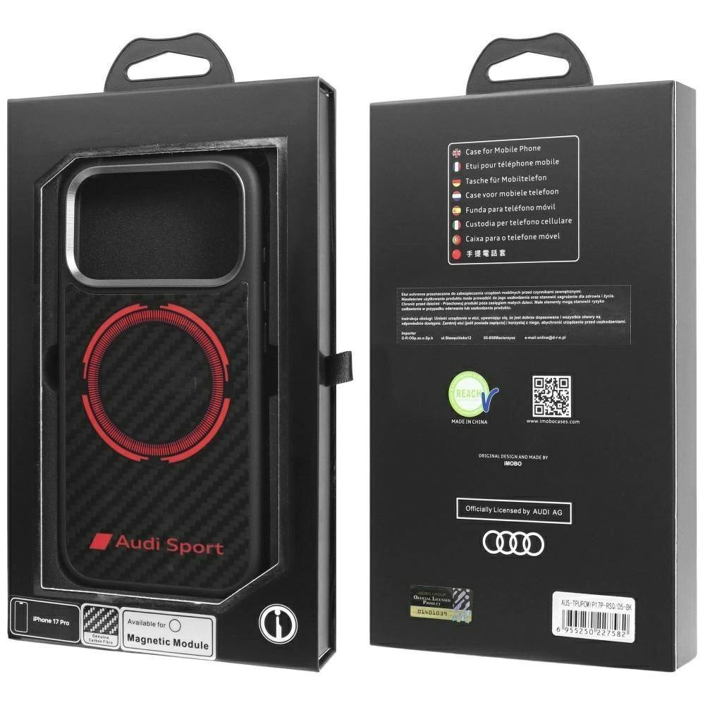 Audi Red/Black Rsq Carbon Fiber Sports Circle Hardcase With Magsafe For Iphone 17 Pro 6.3" Black/ - Aus-Tpupcmip17p-Rsq/D5-Bk
