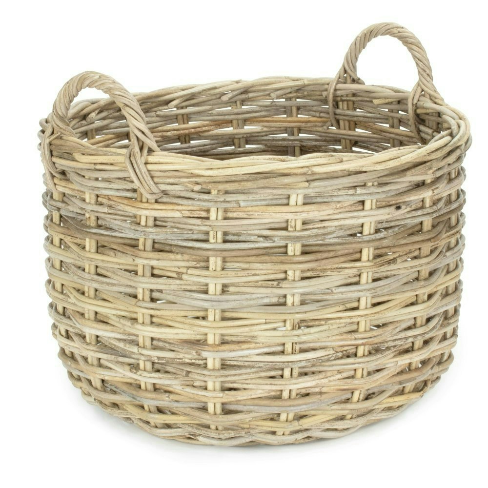 Rackhams Grey Curved Base Rattan Storage Basket - Large