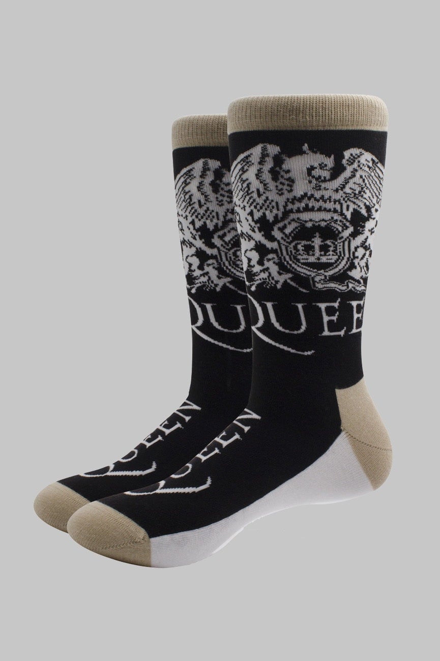 Paradiso Clothing Men's Black Queen Crest And Band Logo Socks