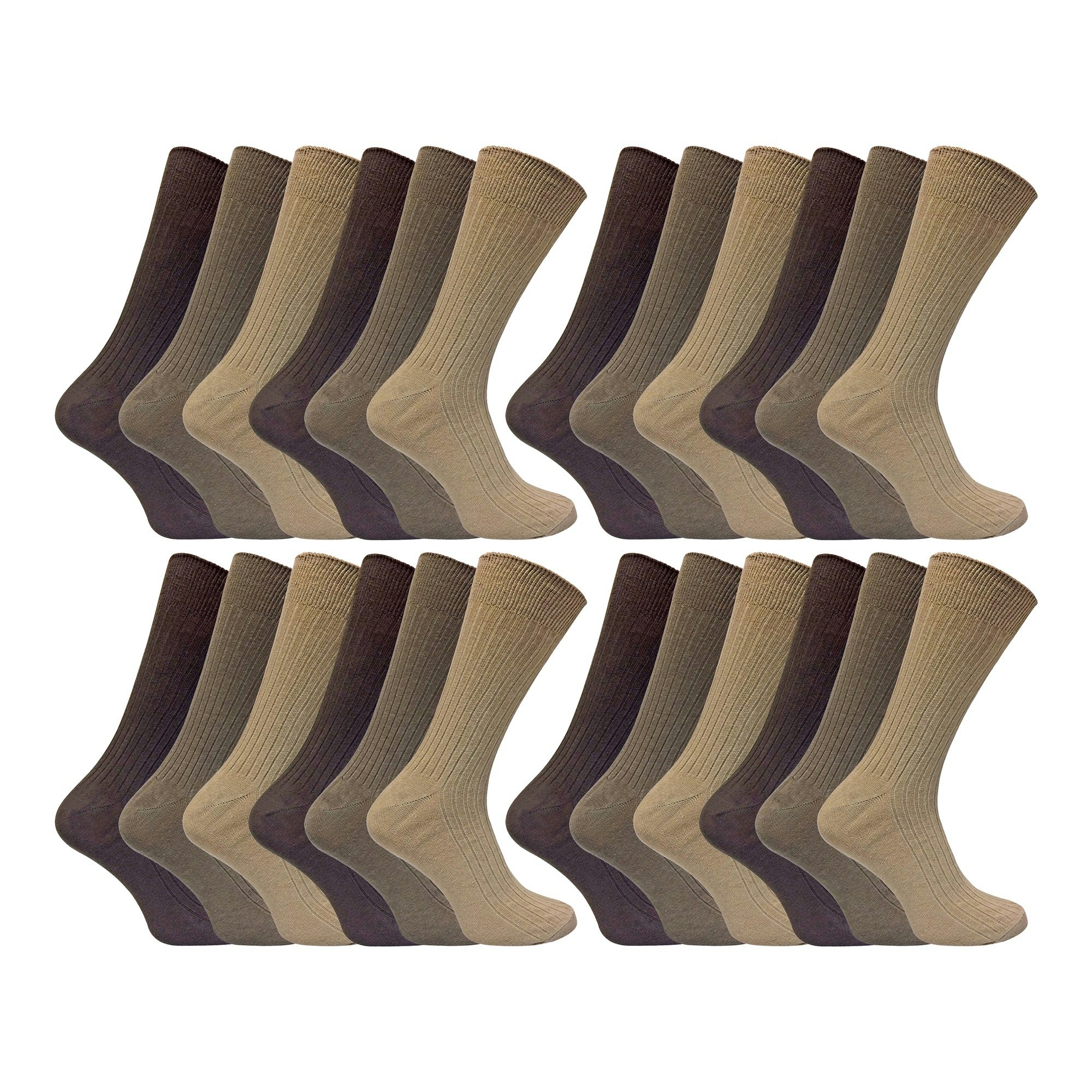 Sock Snob Men's Brown Thin Soft Cotton Plain Coloured Socks (Multipack Options) - Se002 - 6-11 Uk - 24 Pack