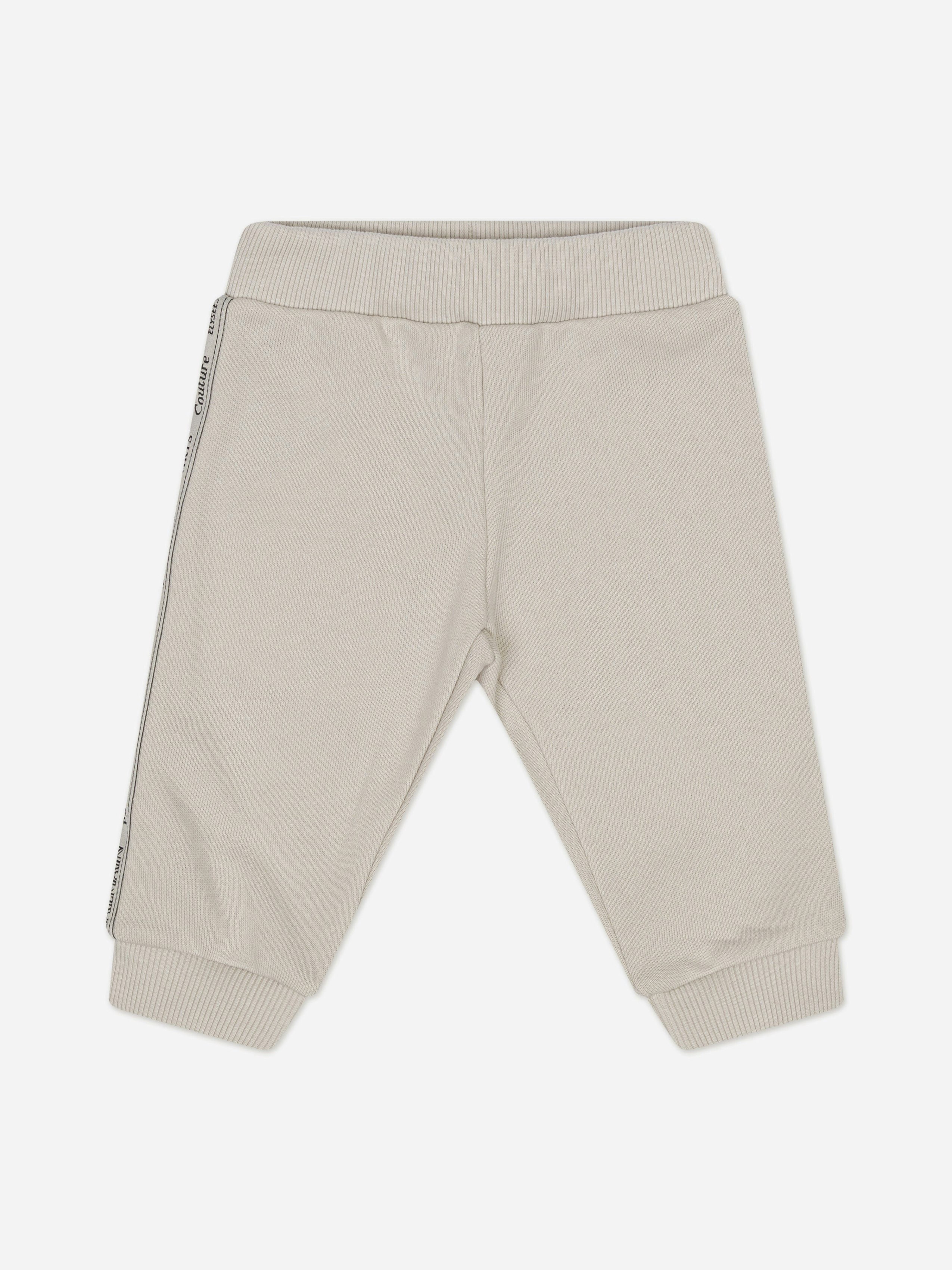 Balmain Unisex Infant Beige Baby Logo Tape Joggers In - 12 Mths
