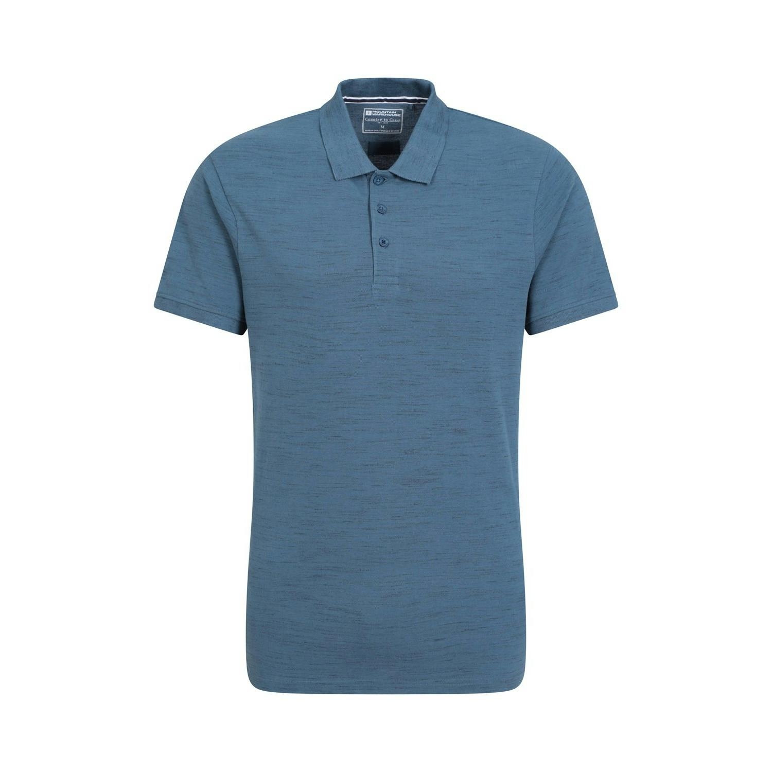 Mountain Warehouse Men's Blue Dawnay Textured Pique Polo Shirt - M - 95% Cotton/5% Polyester