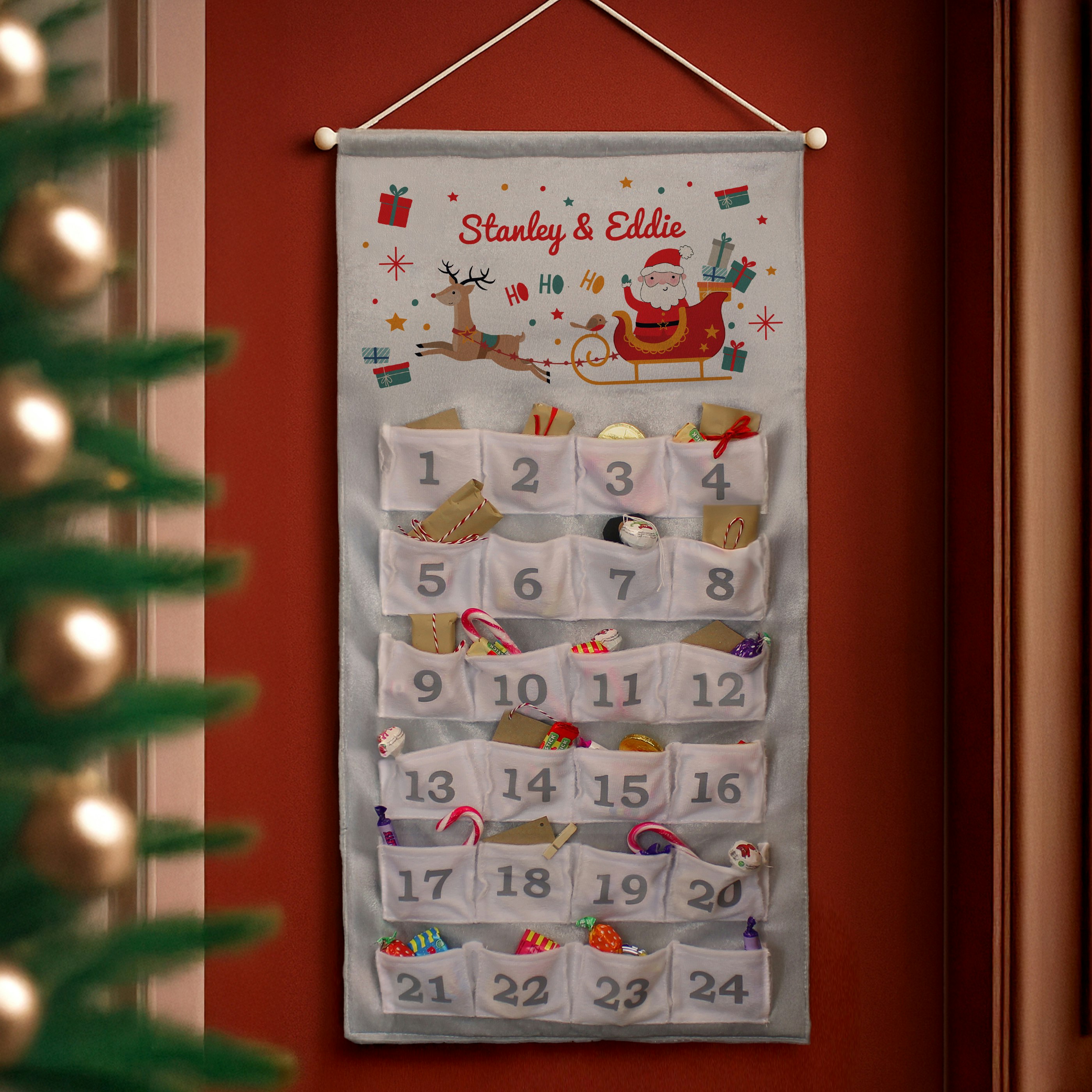 Rackhams Grey Personalised Santa Sleigh Advent Calendar