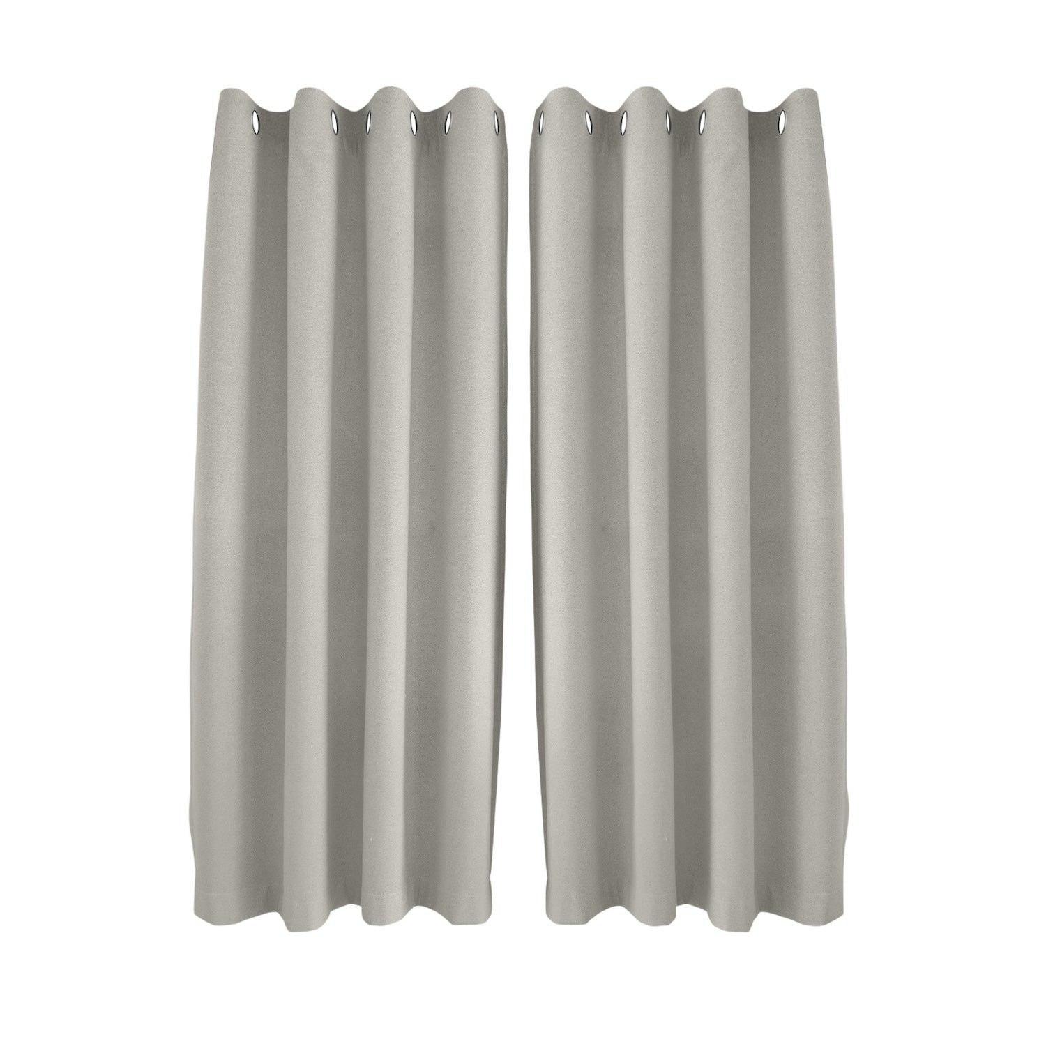 Happy Homewares Grey Taupe Linen Blackout Eyelet Curtains - 46X54 Inch Drop - 2 Panel