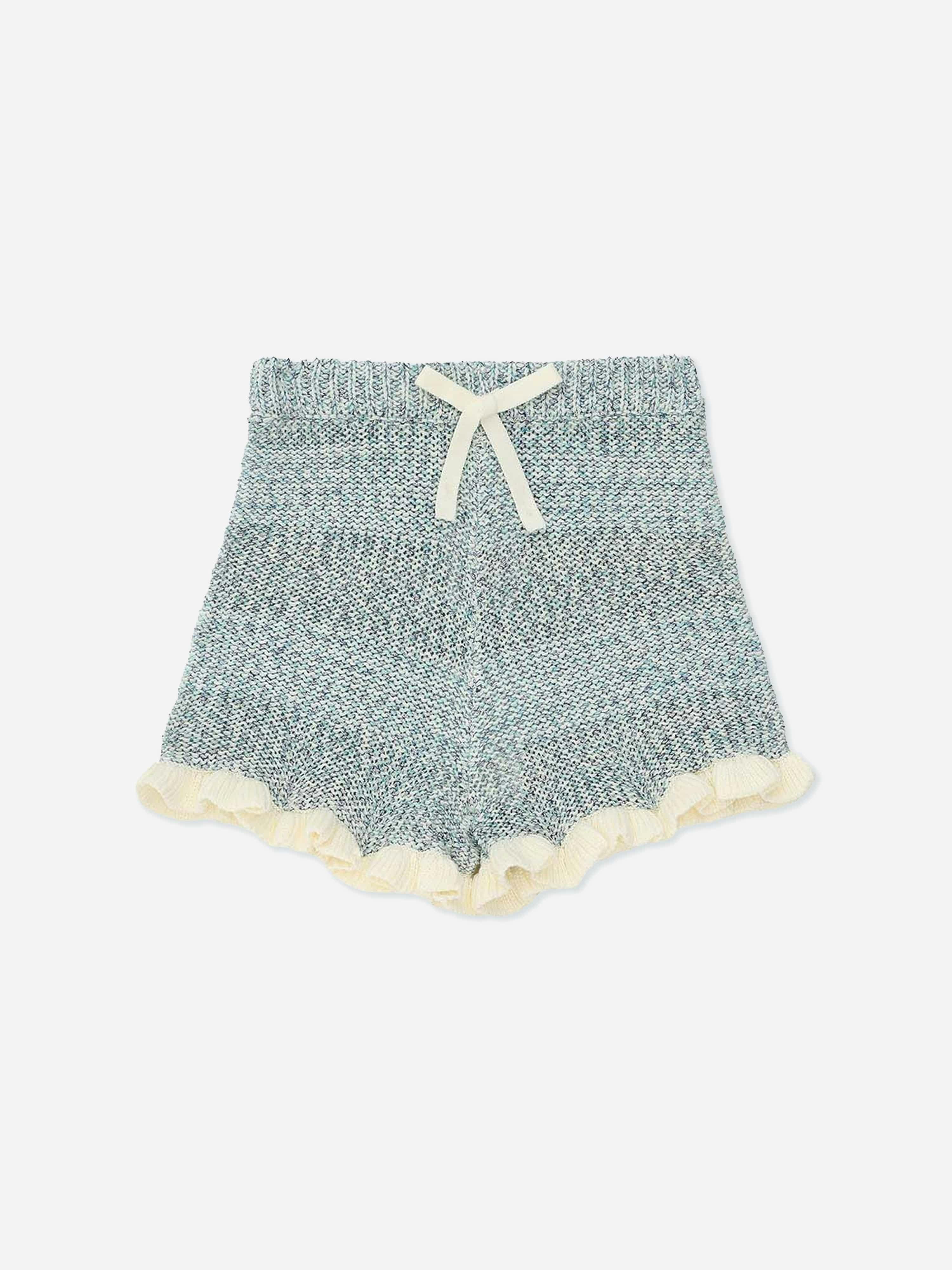 Zimmermann Girls Blue Patience Knit Shorts In - 10 Yrs