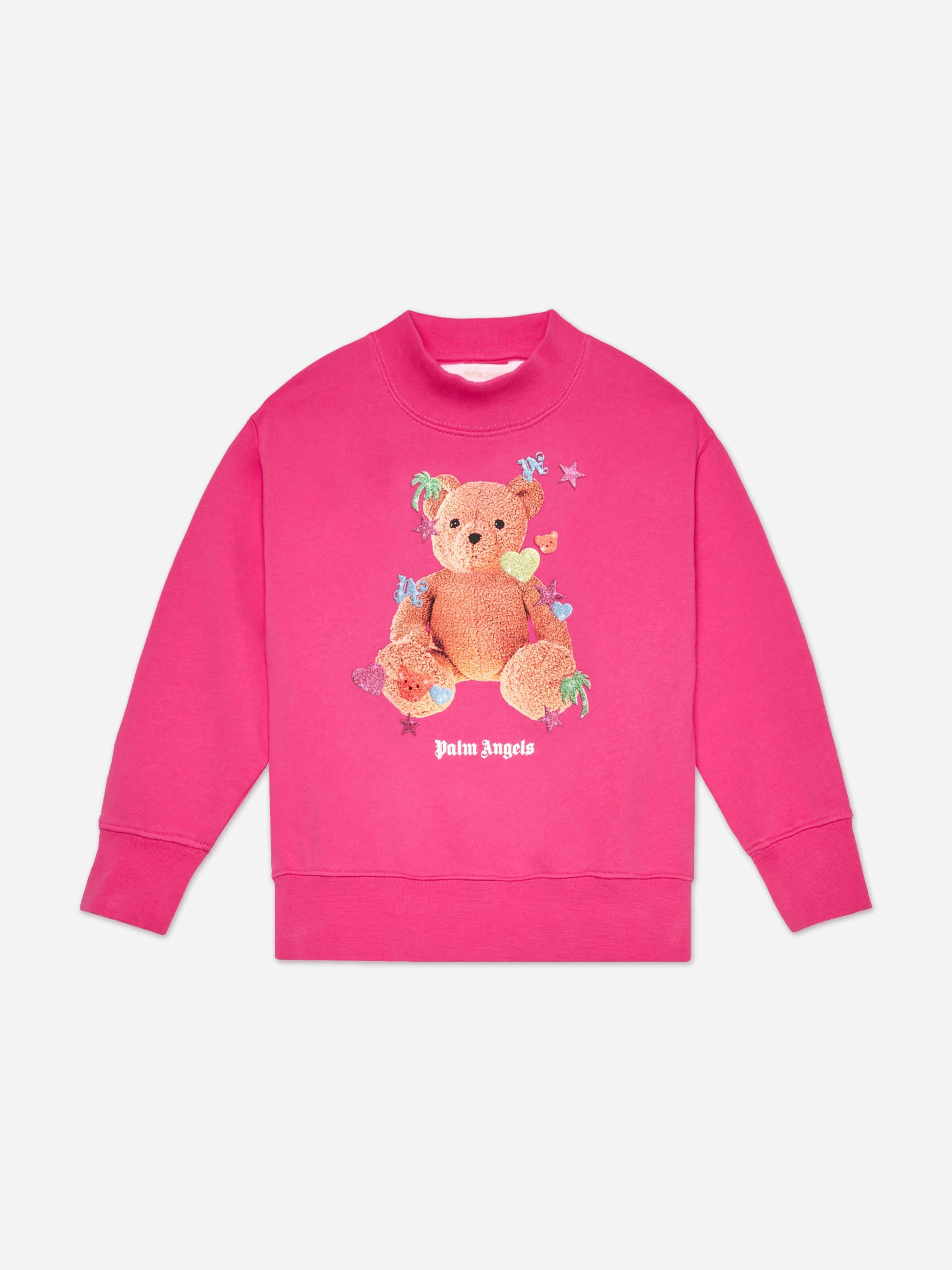 Palm Angels Girls Pink Sticker Bear Regular Sweatshirt In - 8 Yrs