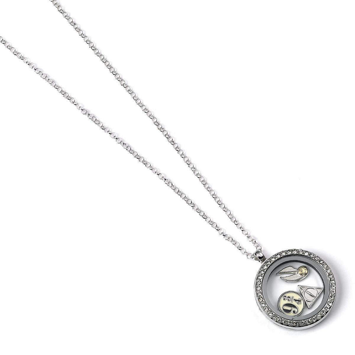 The Carat Shop Golden/Silver Harry Potter Floating Charm Locket Necklace With 3 Charms