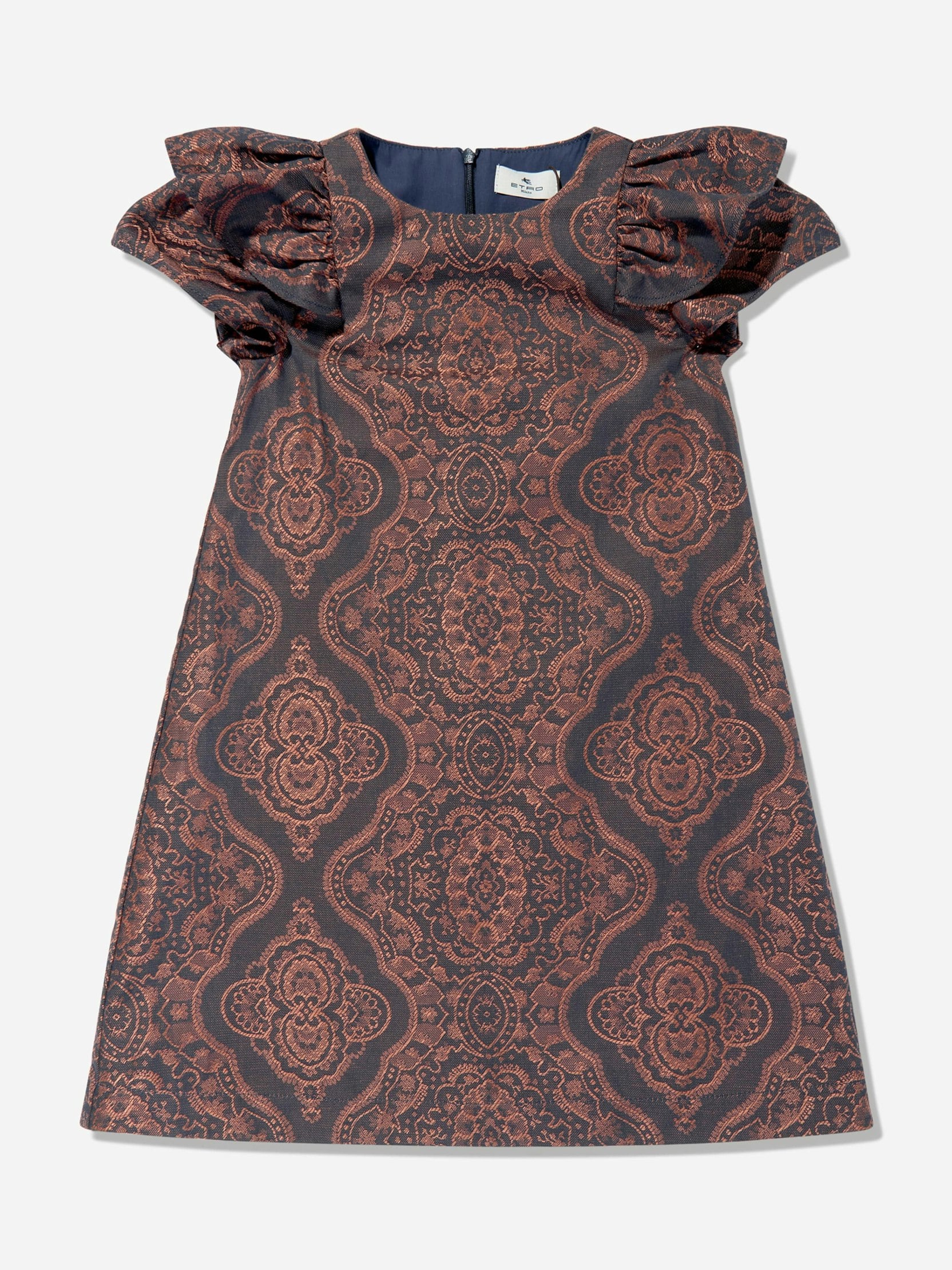 Etro Girls Blue Jacquard Dress In Navy - 8 Yrs