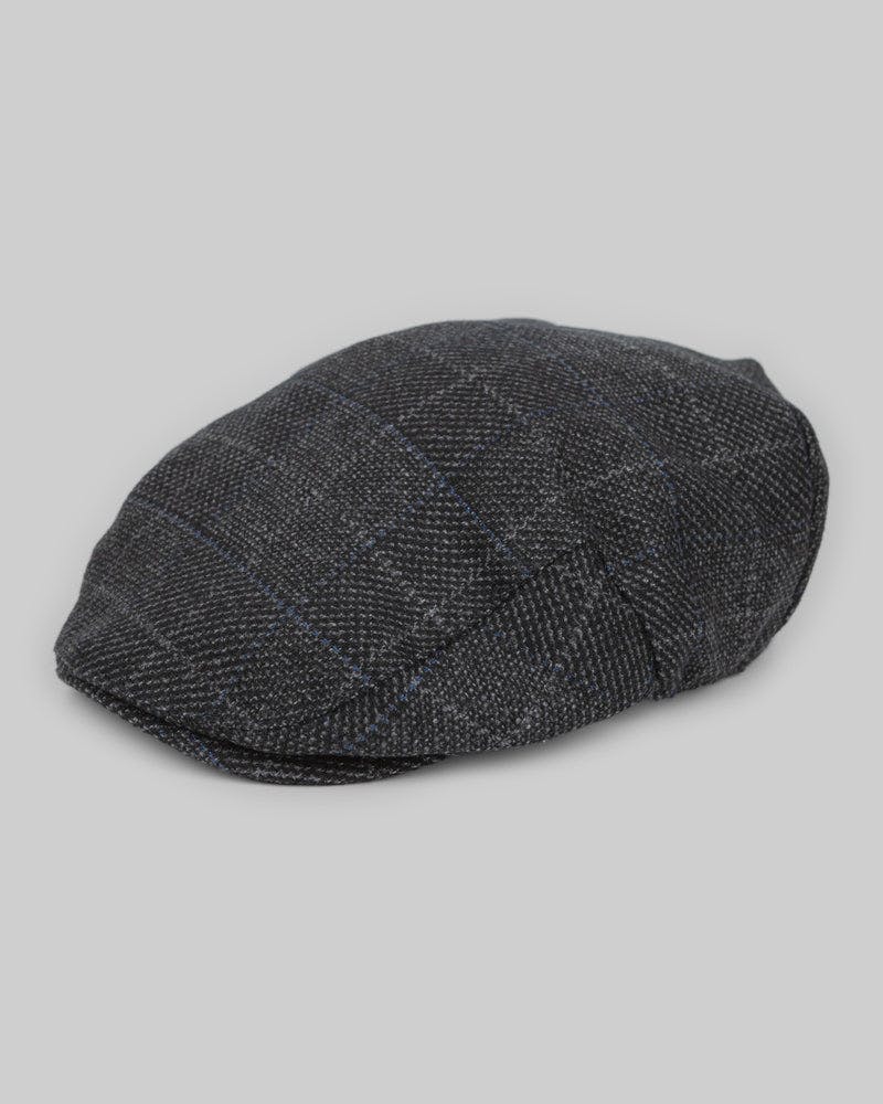 Steel & Jelly Charcoal & Navy Check Flat Cap - Navy - One Size