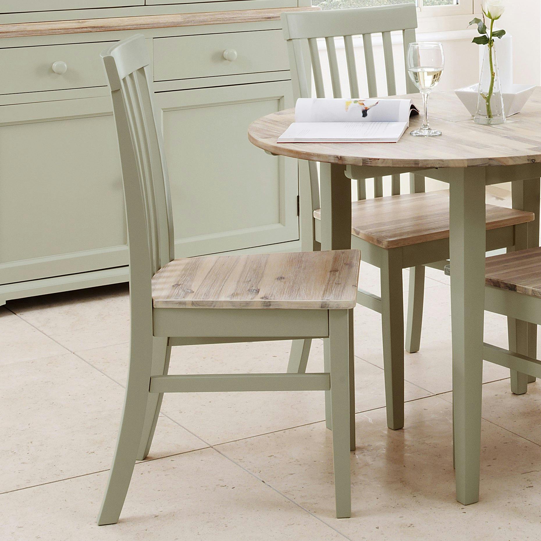 Statement Furniture Green Florence Wooden Dining Chair With Acacia Wood Seat - Sage