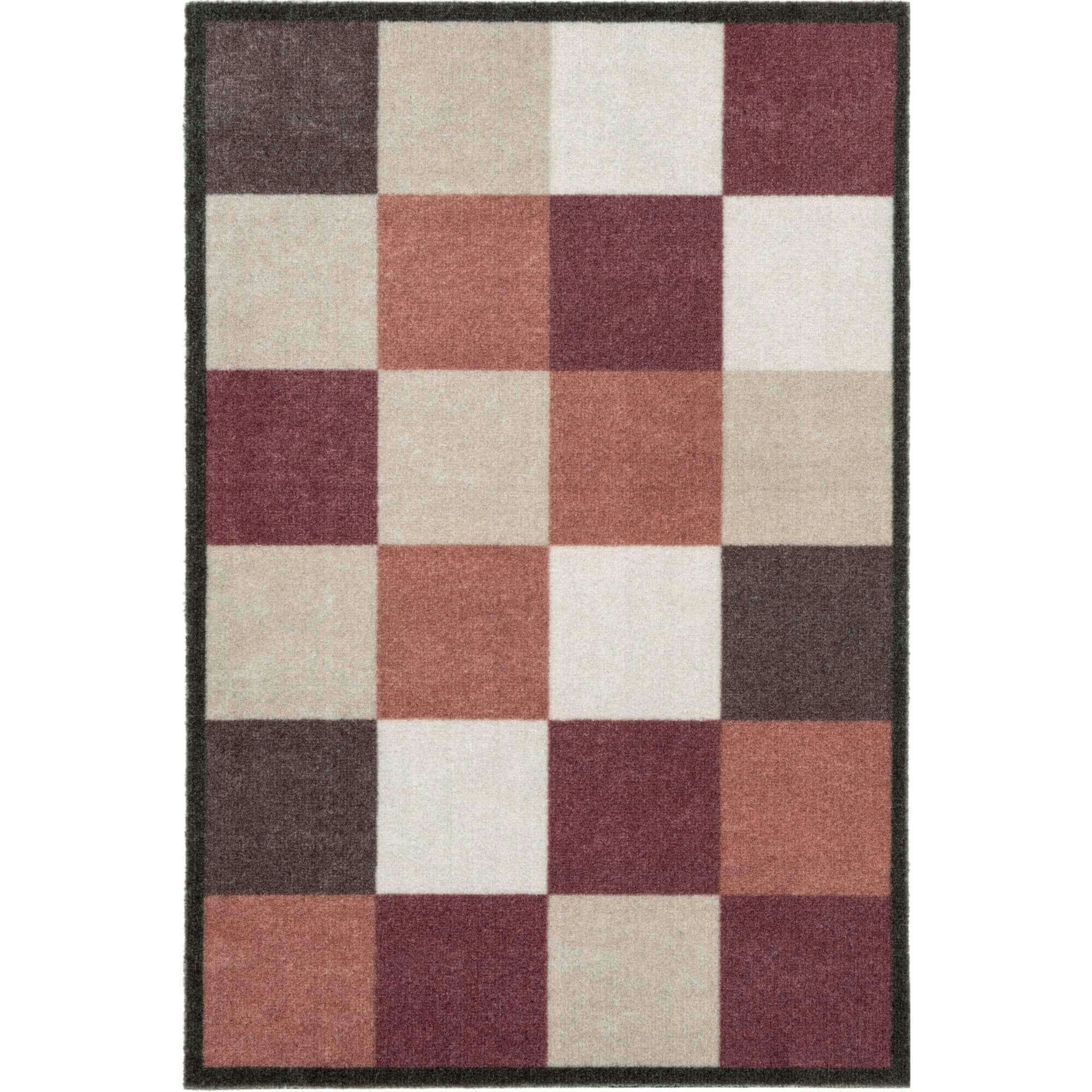 The Rugs Red Recycled Washable Geometric Mat | 130 - 50X75 Cm