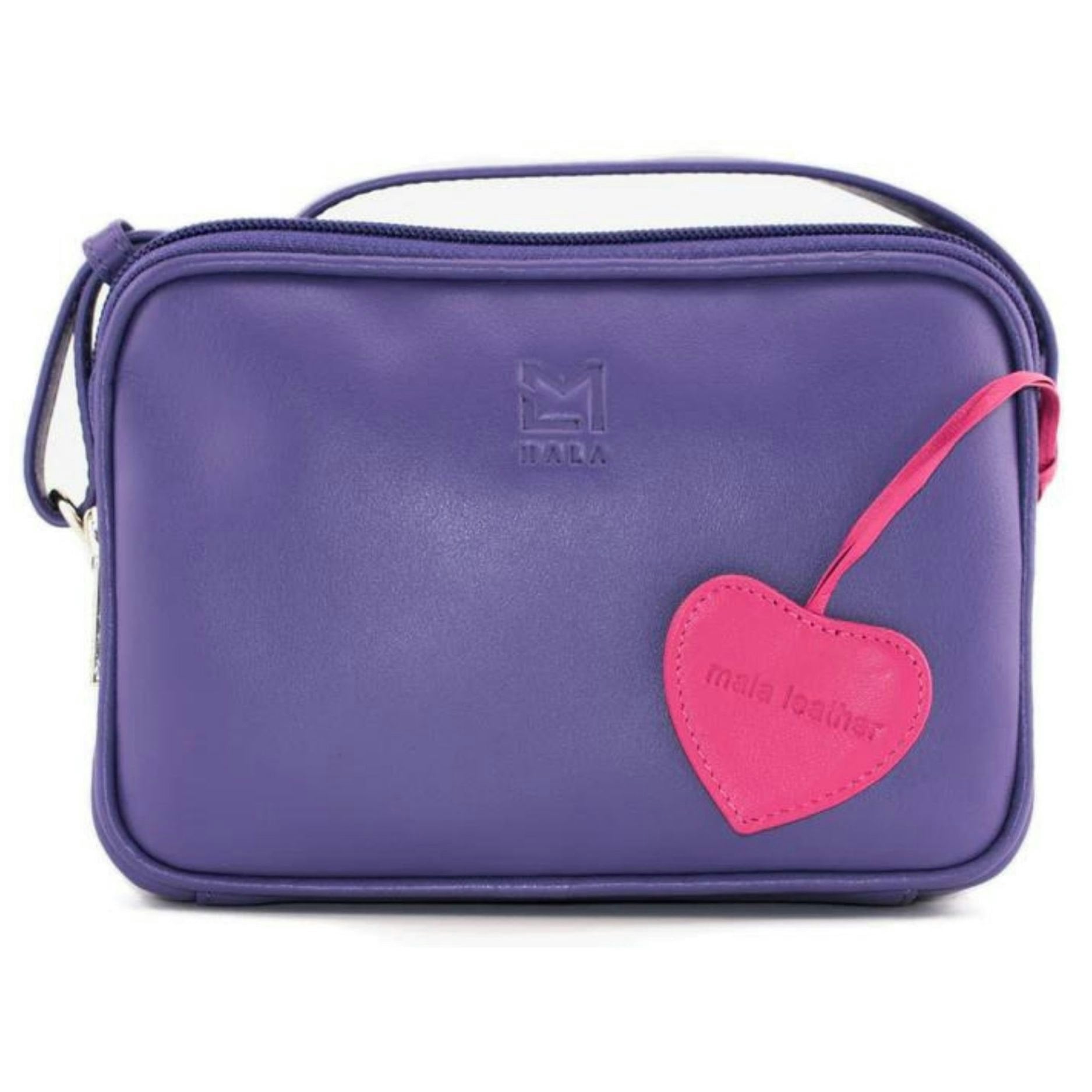 Mala Leather Purple Anishka Camera Hearts Nappa Leather Crossbody Bag