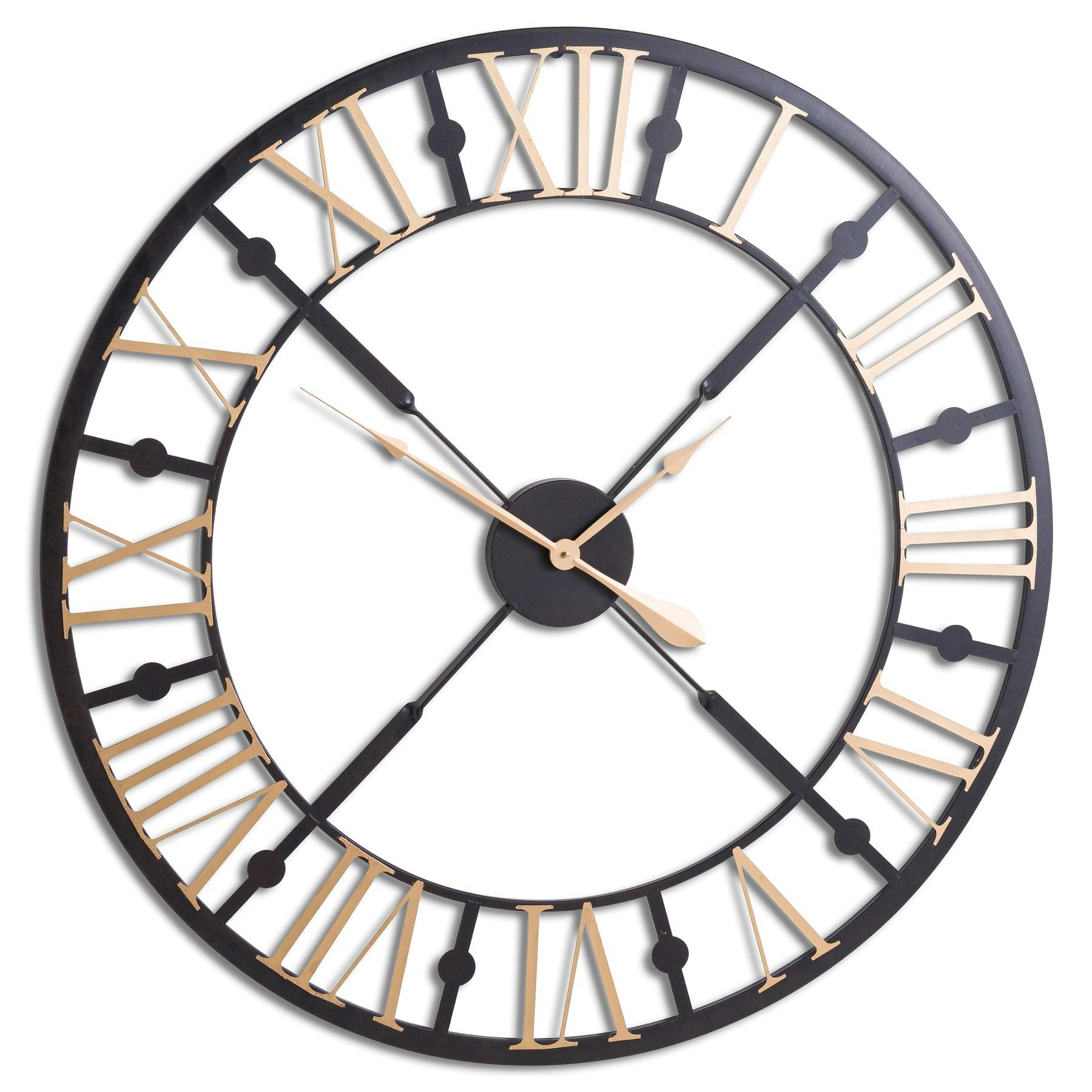 Rackhams Black/Gold Skeleton Wall Clock - One Size - 100% Mixed