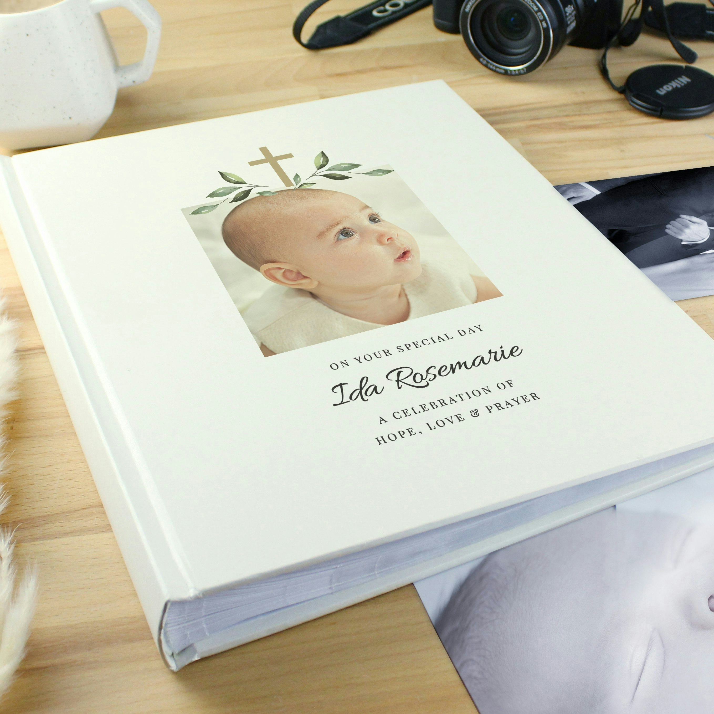 Personalised Memento Company Personalised Religious Cross Photo Upload Traditional Photo Album