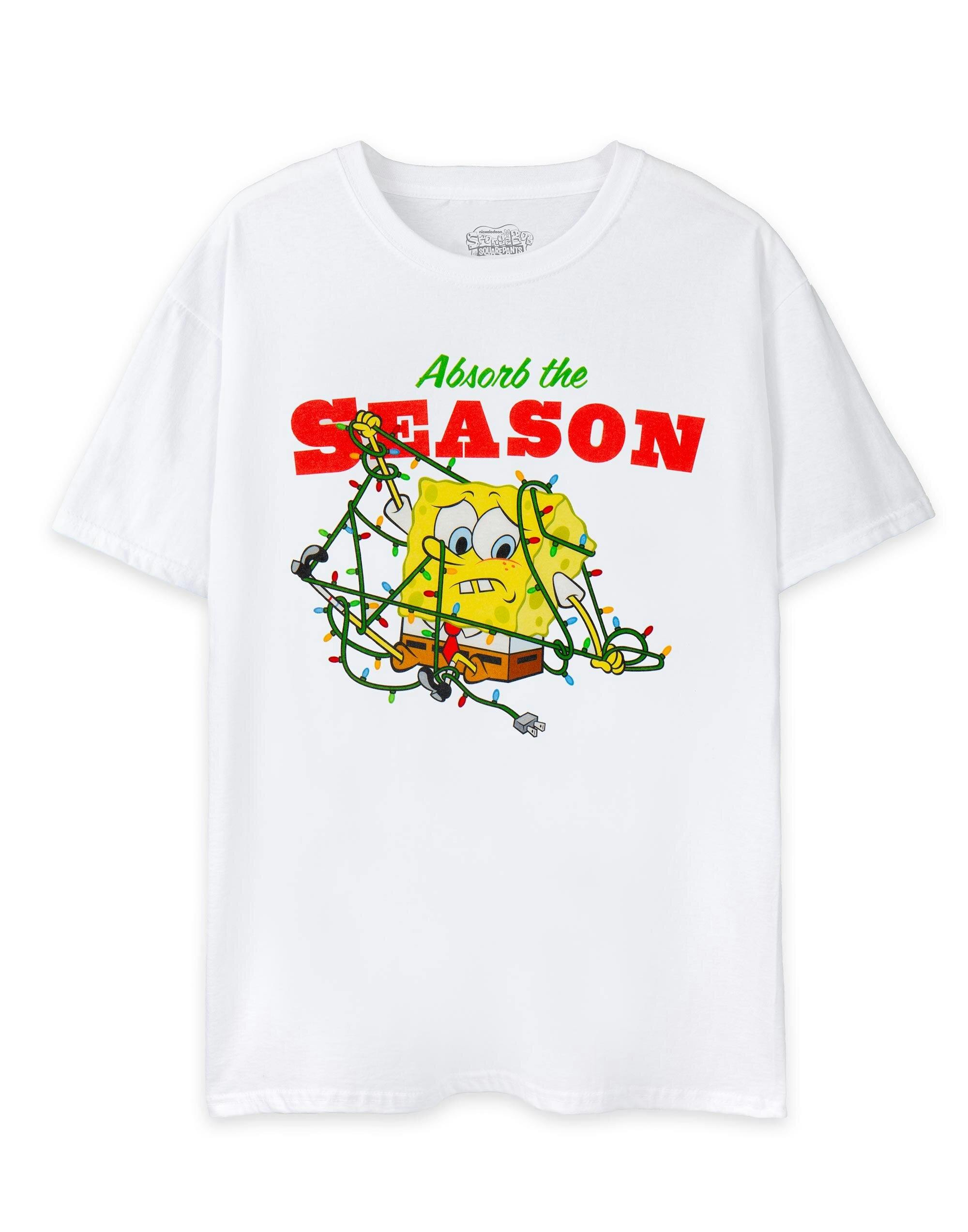 Vanilla Underground Unisex White Spongebob Squarepants Absorb The Season Short Sleeved T-Shirt - XX-Large