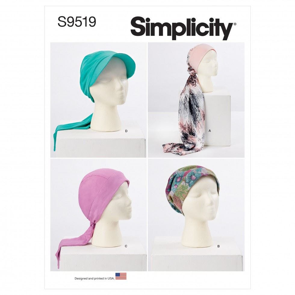 Simplicity Women's Sewing Pattern 9519, Headwear For A (Xs-S-M-L) - Easy - A (Xs-S-M-L)