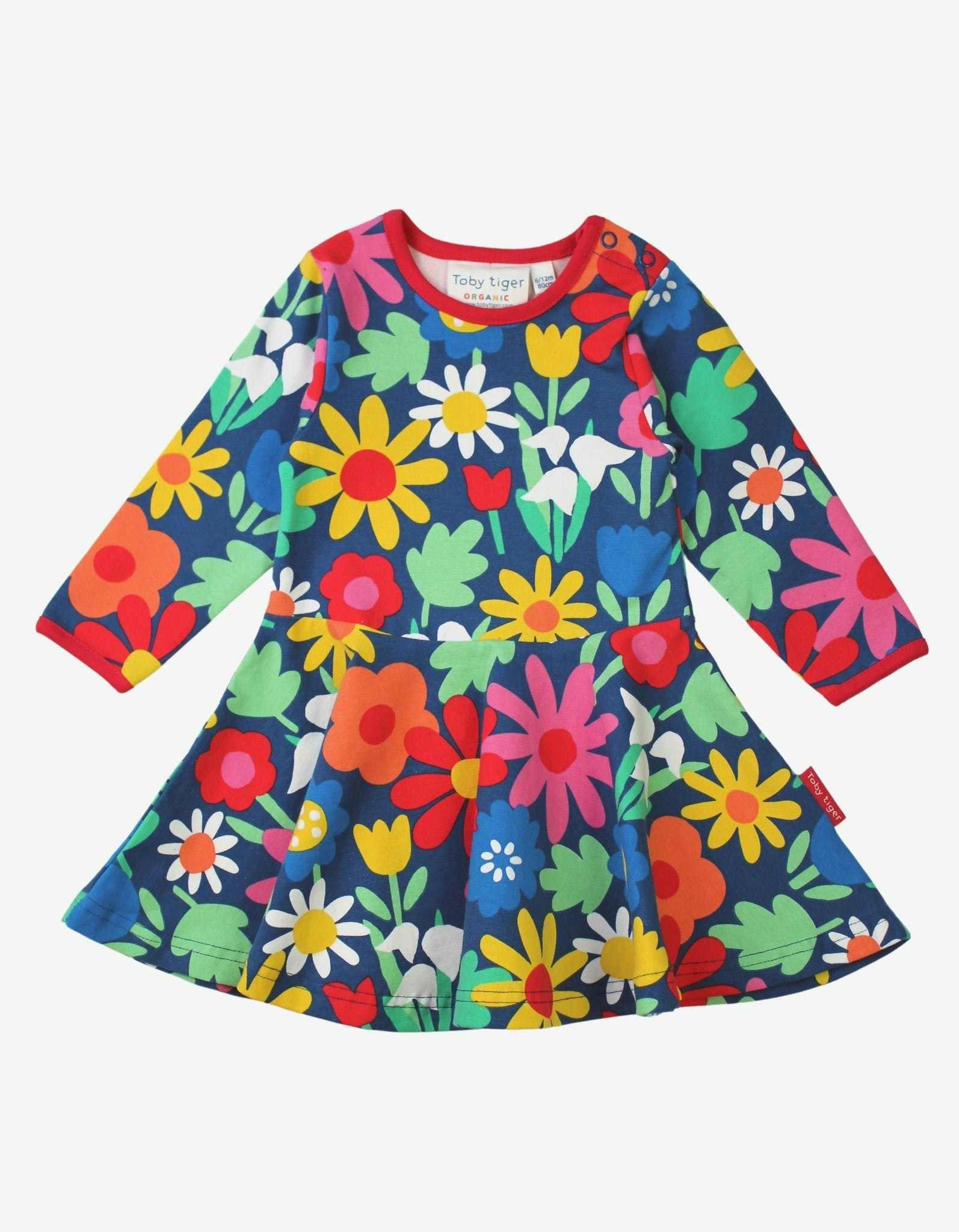 Toby Tiger Women's Multicolor Girl's Bold Floral Print Skater Dress | Size: 12-18 M - Image 3