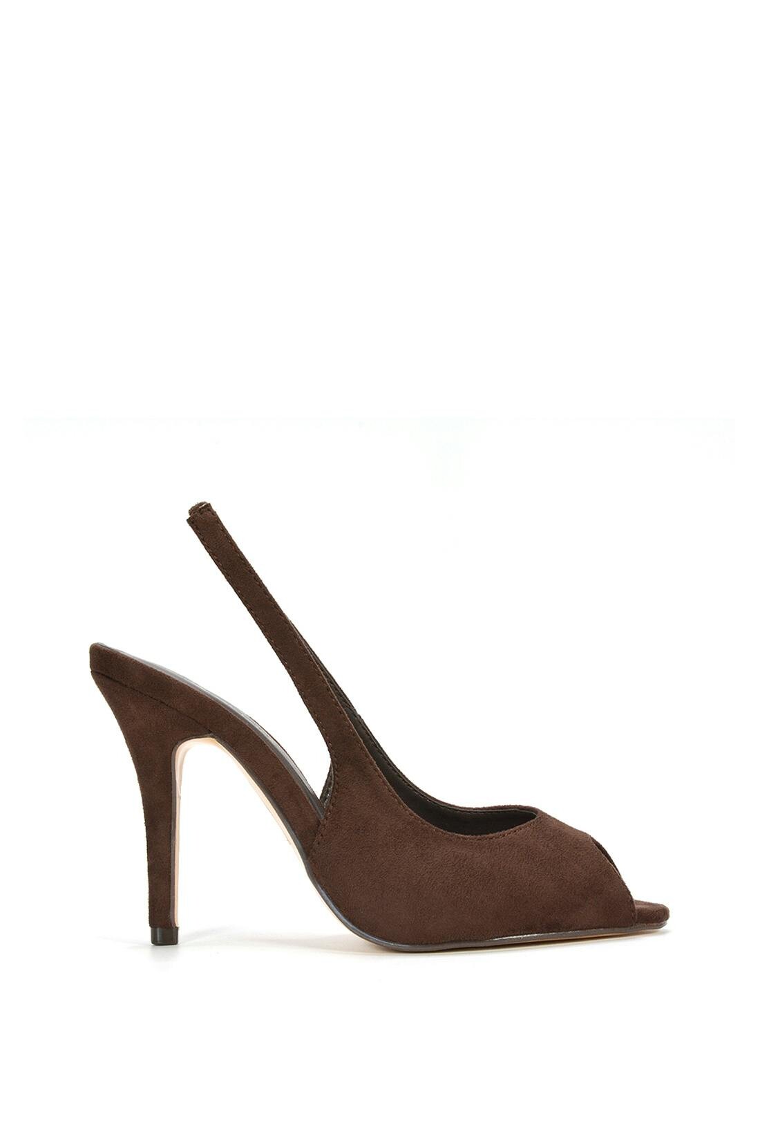 Xy London Women's Brown Stiletto High Heel Slingback Peep Toe Court Shoes - 8