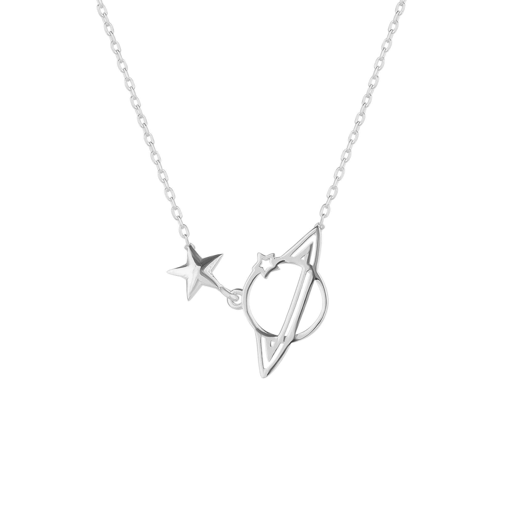 Spero London Silver Sterling Saturn Necklace