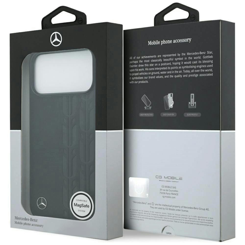 Mercedes Black Leather Laurel Leaves Case With Magsafe For Iphone 17 Pro Max 6.9" - Mehmp17x25rdslak