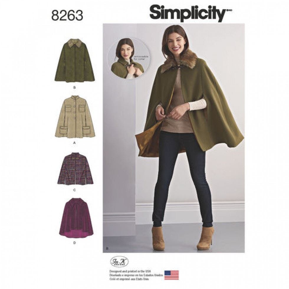 Simplicity Women's Sewing Pattern 8263, Capes For A (Xs-S-M-L-Xl) - Intermediate - A (Xs-S-M-L-Xl)