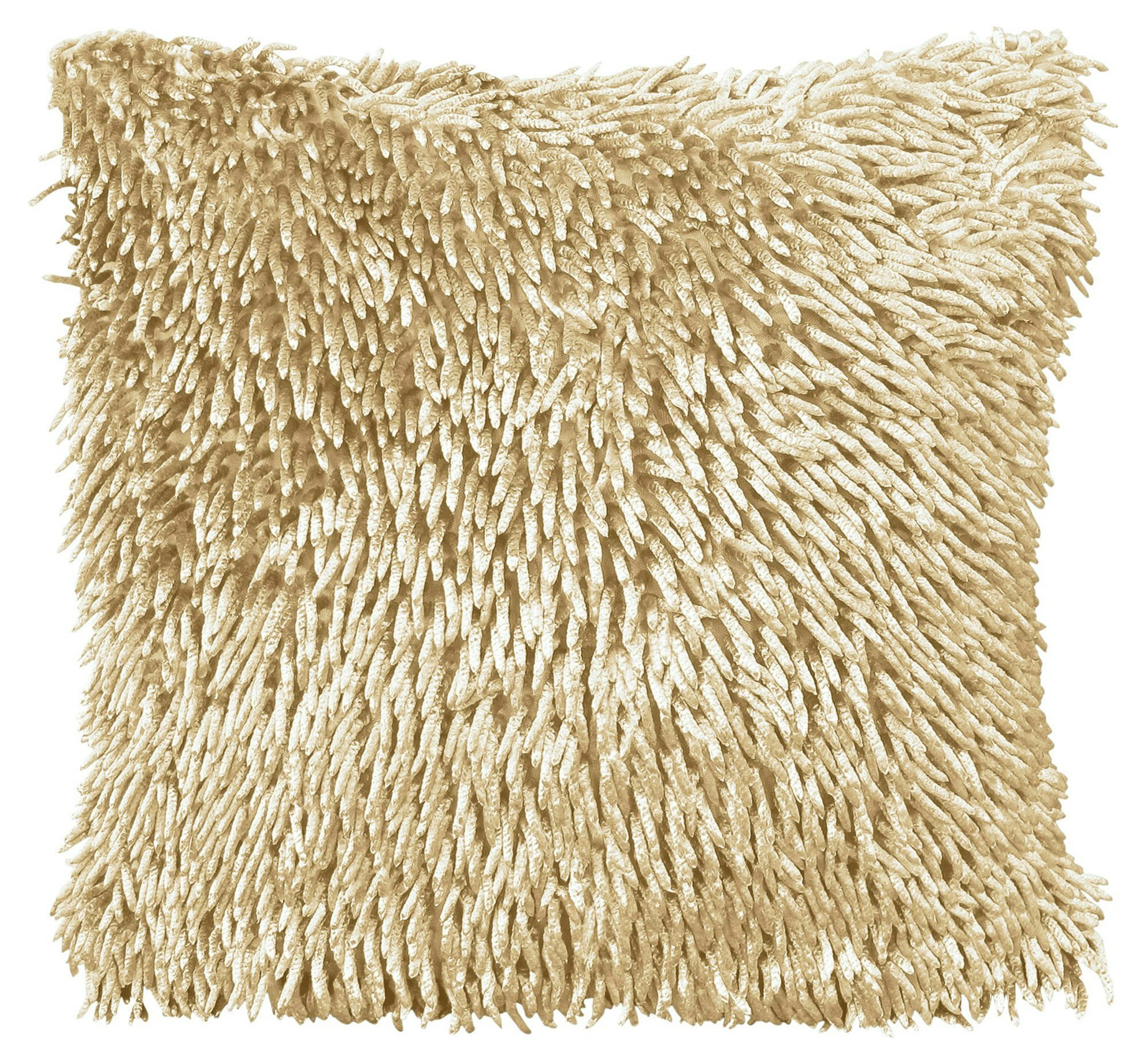 Velosso Shaggy Chenille Cushion - 43Cm X 43Cm - Latte