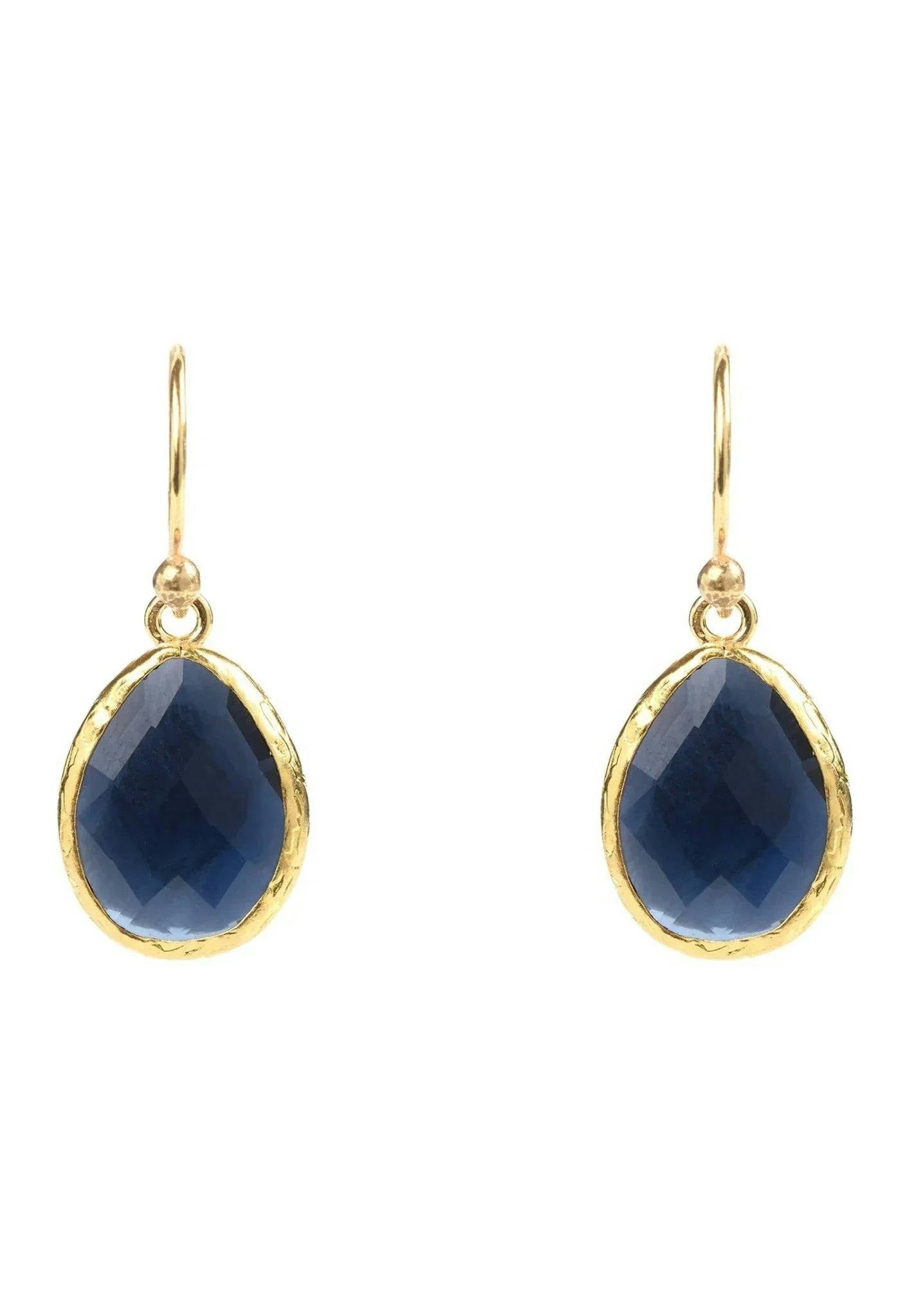 Latelita Gold Petite Drop Earrings Sapphire Hydro