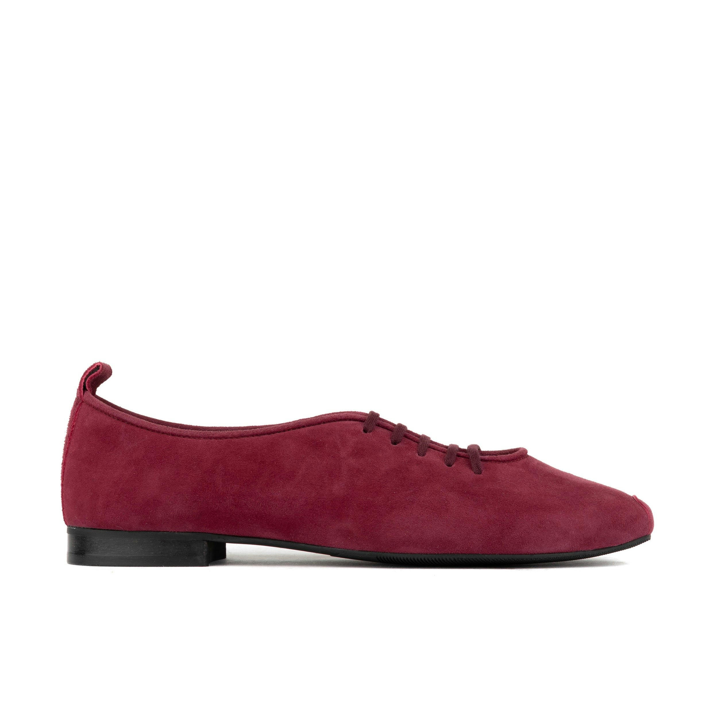 Embassy London Women's Burgundy Skyline - Suede Lace Up Ballet Pump - Uk 5 / Eu 38 / Us 7