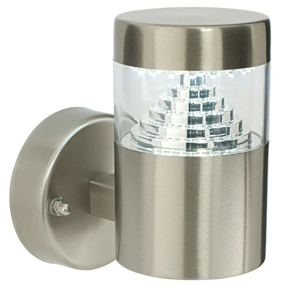 Loops Light Ip44 Outdoor Wall Brushed Steel Led Lamp Modern Stepped Outdoor Garden