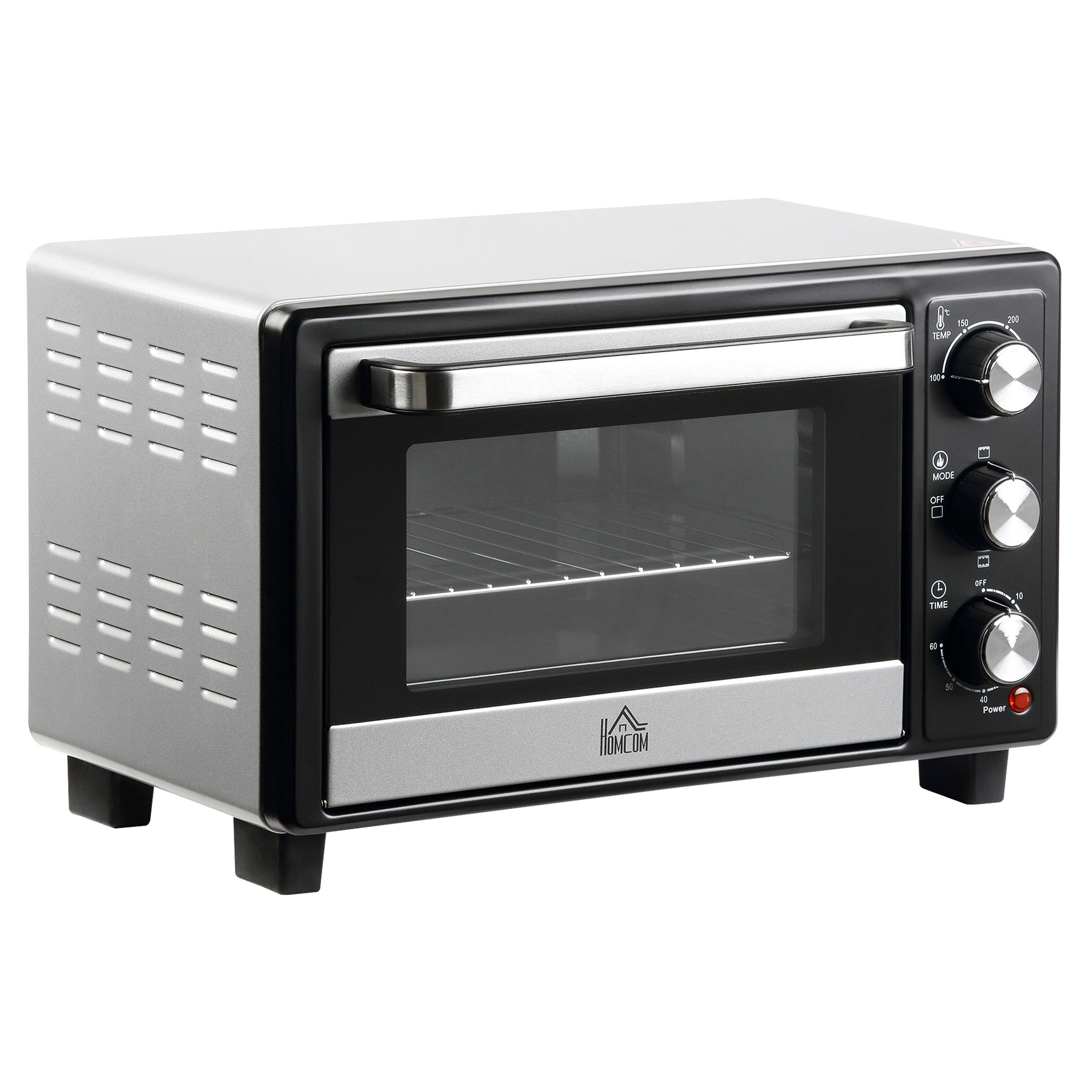 Homcom Silver Mini Oven Countertop Oven W/ Adjustable Temp Timer 1400W 16L