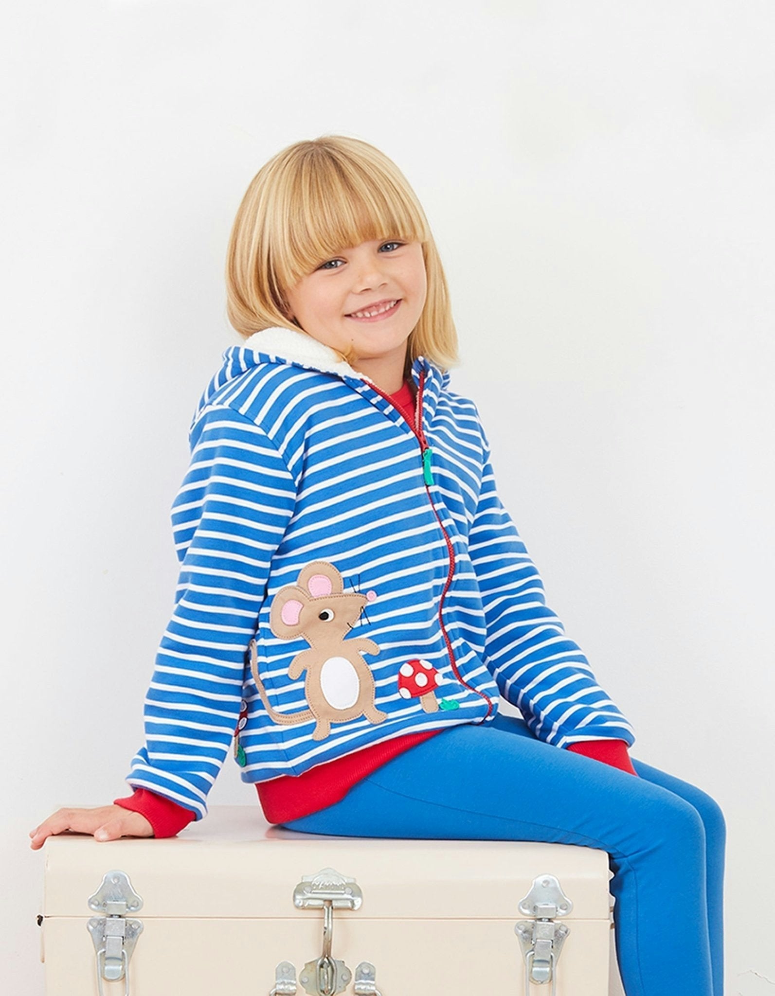 Toby Tiger Organic Mouse And Mushroom Applique Hoodie - 2-3Y / 98Cm