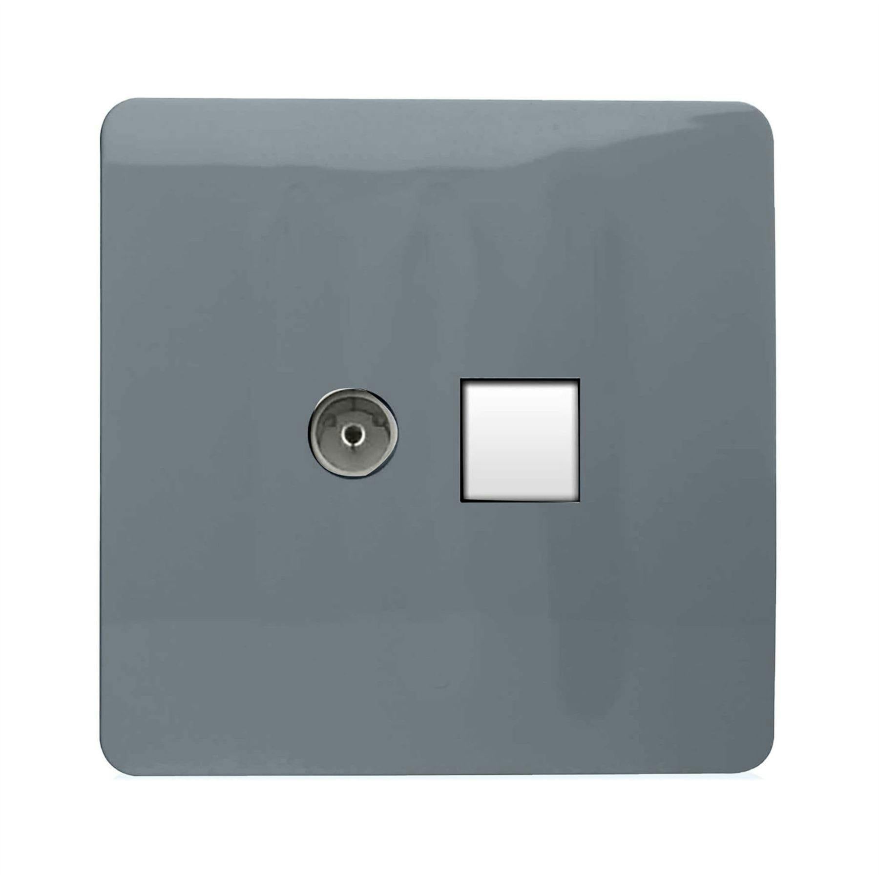 Trendi Modern Tactile TV Co-axial Socket + Telephone Socket Warm Grey - Image 5