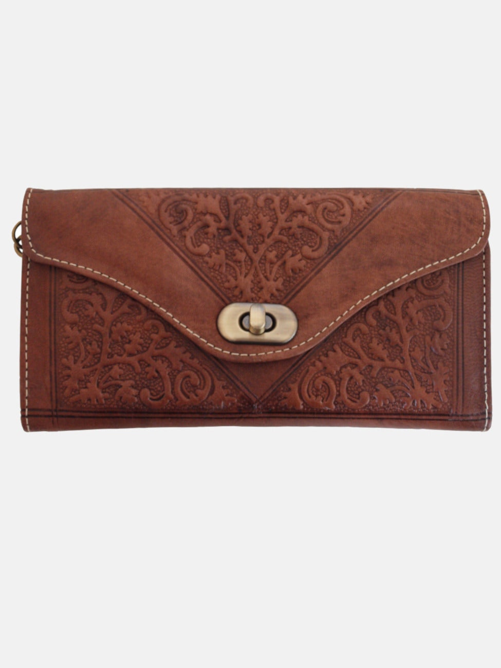 Berber Leather Dark/Brown Leather Tri-Fold Purse
