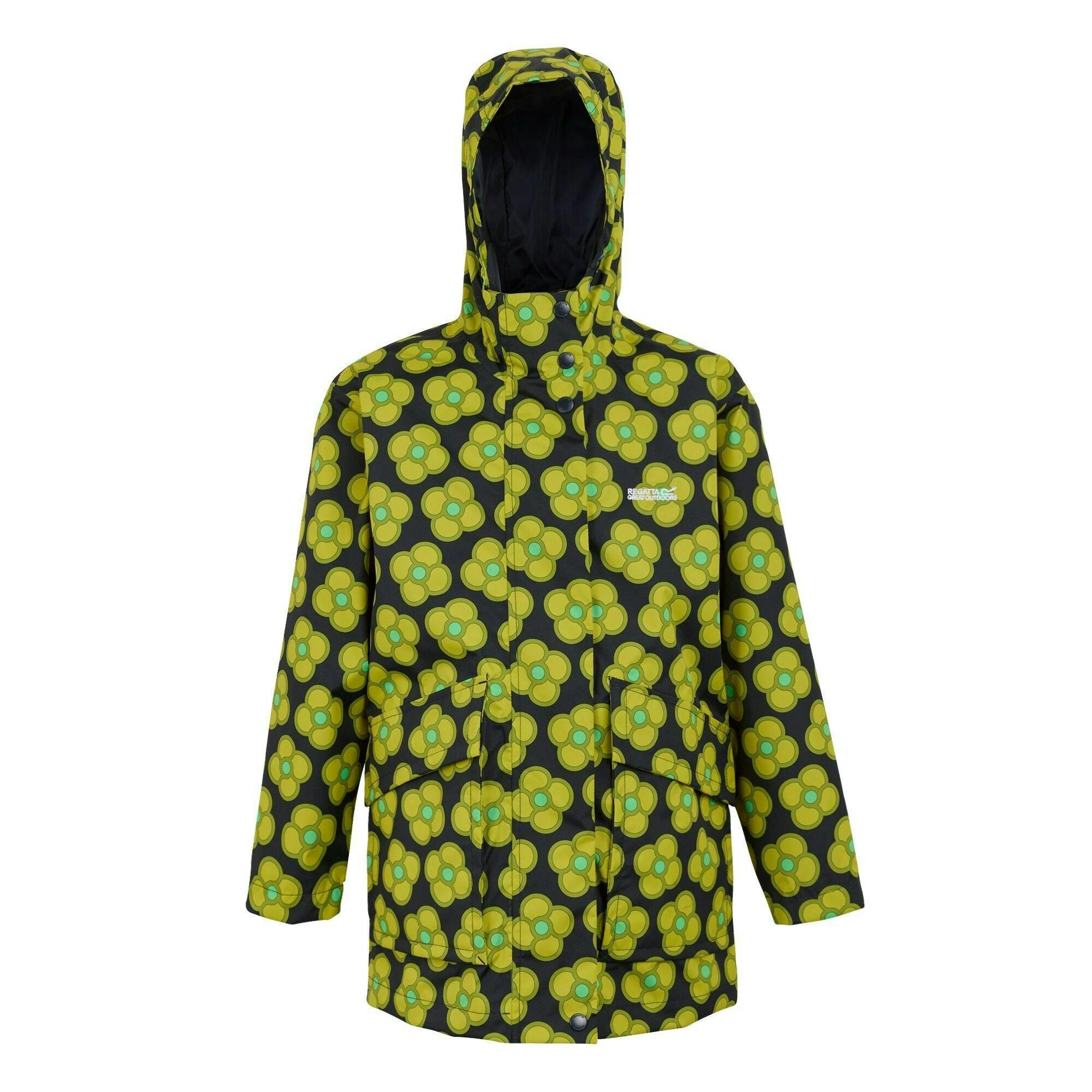 Regatta Kids Orla Kiely Swing Spinning Flower Waterproof Jacket - Navy - 9-10 Years - Navy - 100% Polyester