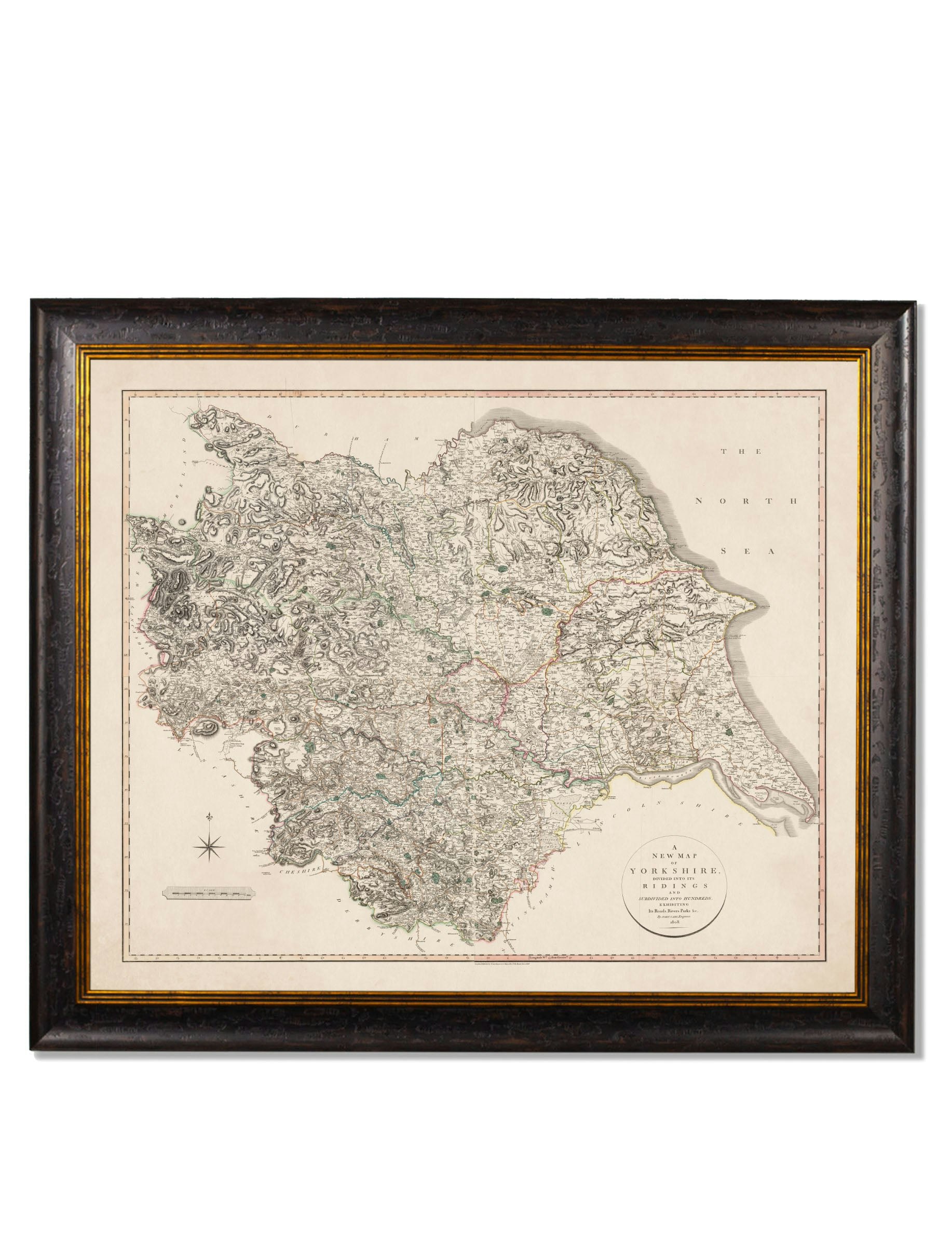 Exceptional Art Black C.1806 County Maps Of England - 84 X 70Cm - Yorkshire