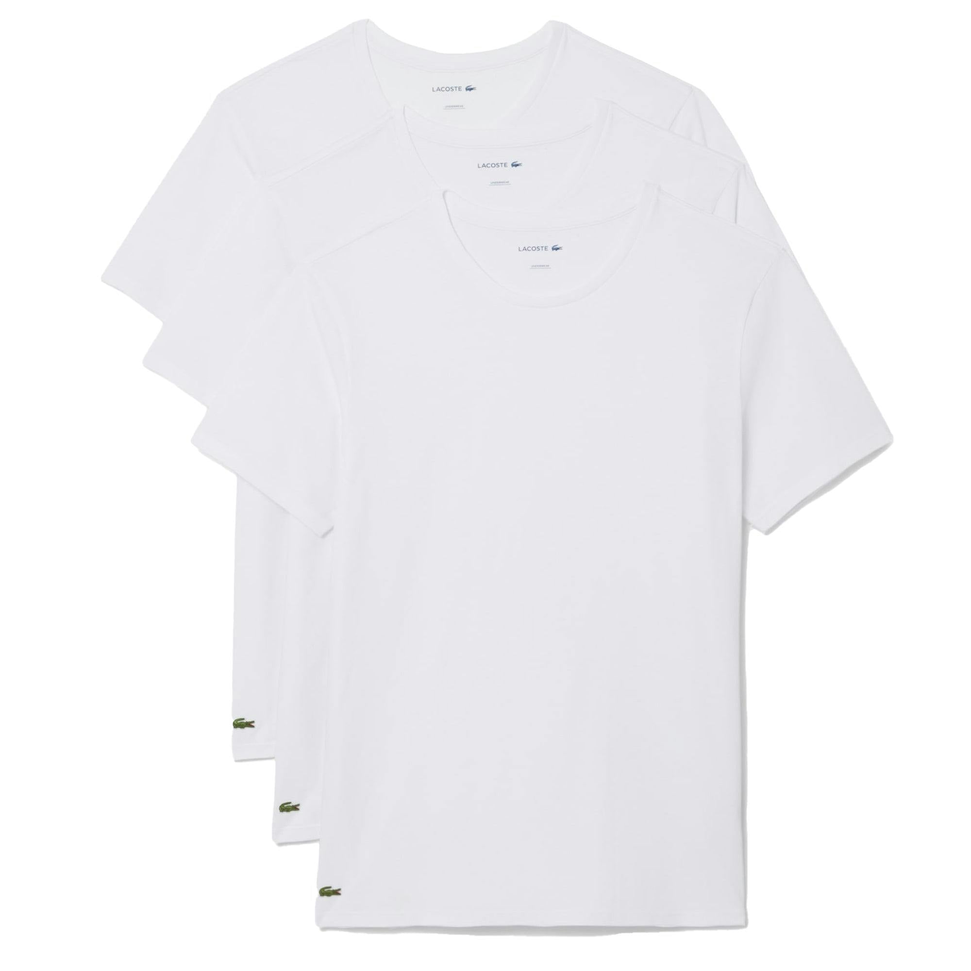 Lacoste White 3 Pack Lounge Cotton T-Shirts /White/ - M