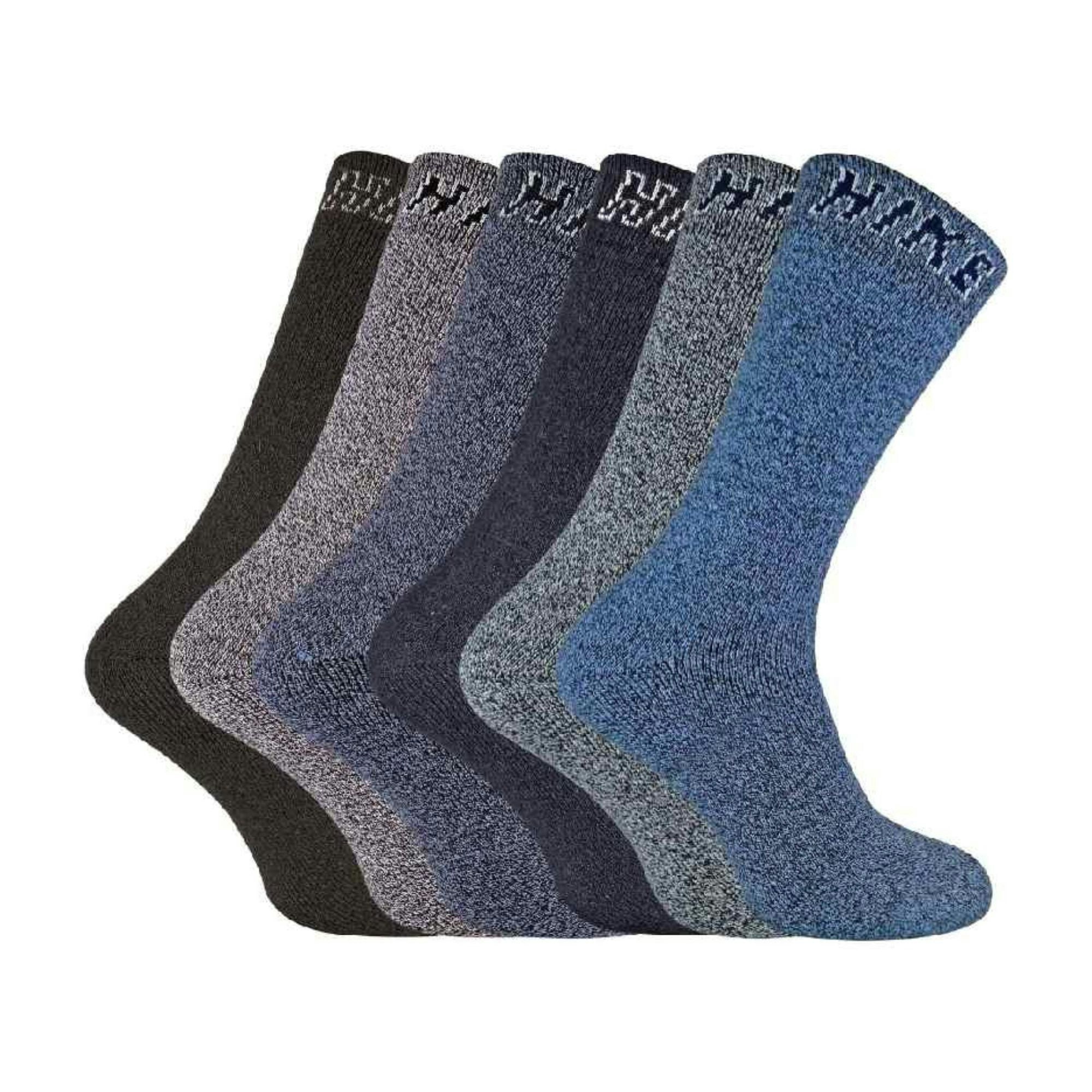 Sock Snob Men's Grey/Blue 6 Pack Soft Breathable Cotton Hiking Socks For Summer - Pack 1 - Size 6-11 Uk