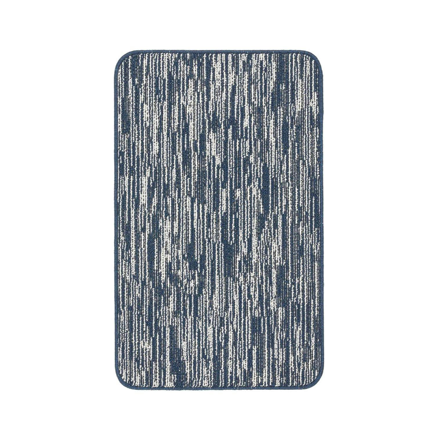 The Rugs Blue Washable Broken Striped Mat And Runner - 50X80 Cm