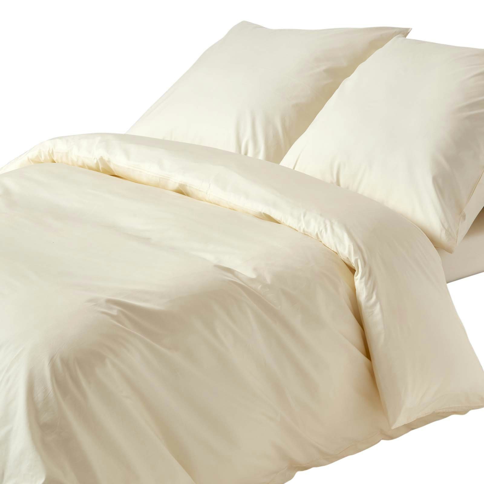 Homescapes Cream Crisp & Cool 200 Tc Egyptian Cotton Percale Duvet Cover Set, European Size - 155 X 220 Cm