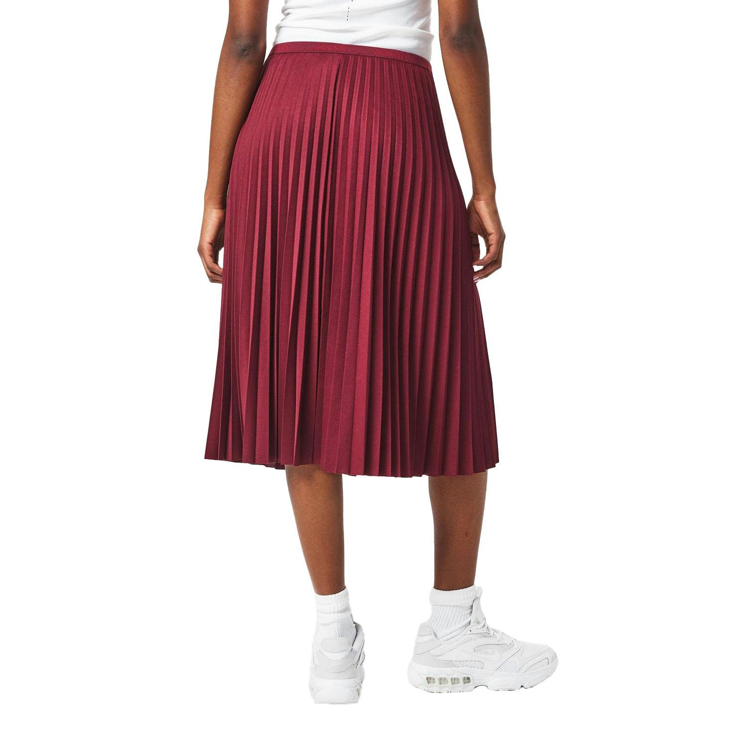 Lacoste Women's Red Pleated Midi Skirt - Xs - 100% Mixed